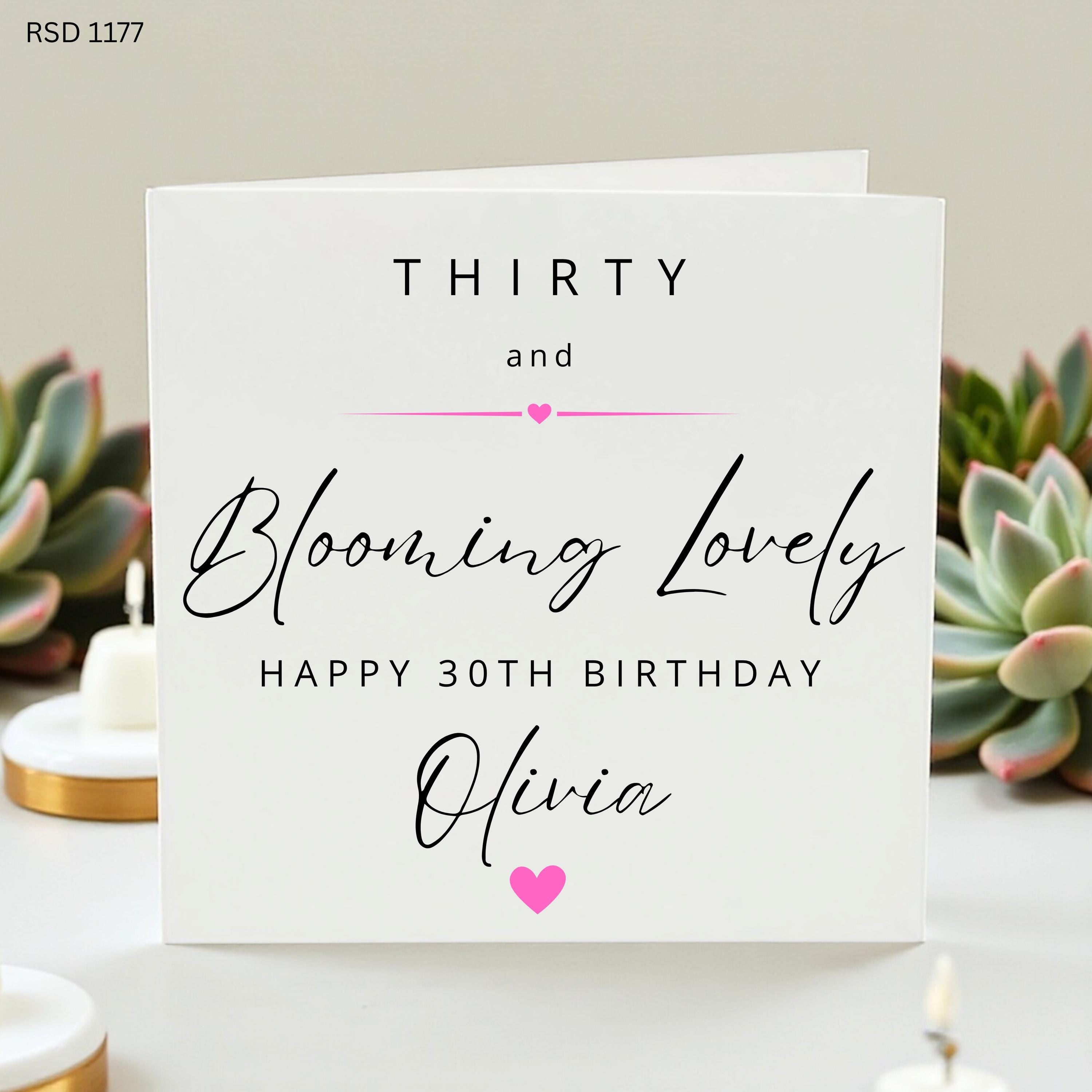 Personalised 30th Birthday Card For Her, Thirty And Blooming Lovely Card, Floral Milestone Birthday Card For Wife Girlfriend