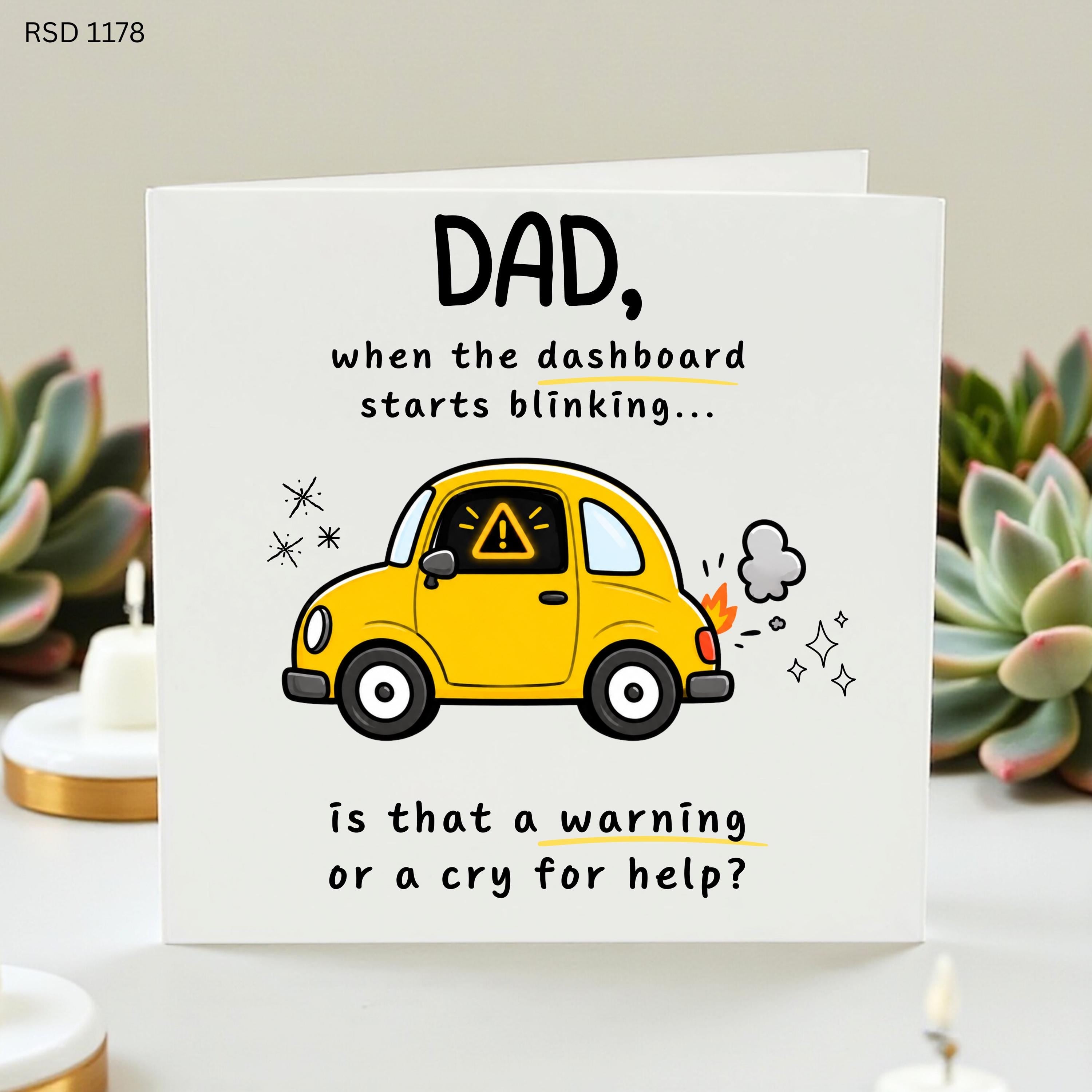 Funny Dad Birthday Card, Dashboard Warning Light Card, Car Lover Dad Card, Mechanic Dad Card, Funny Father’s Day Card, Personalised Dad Card