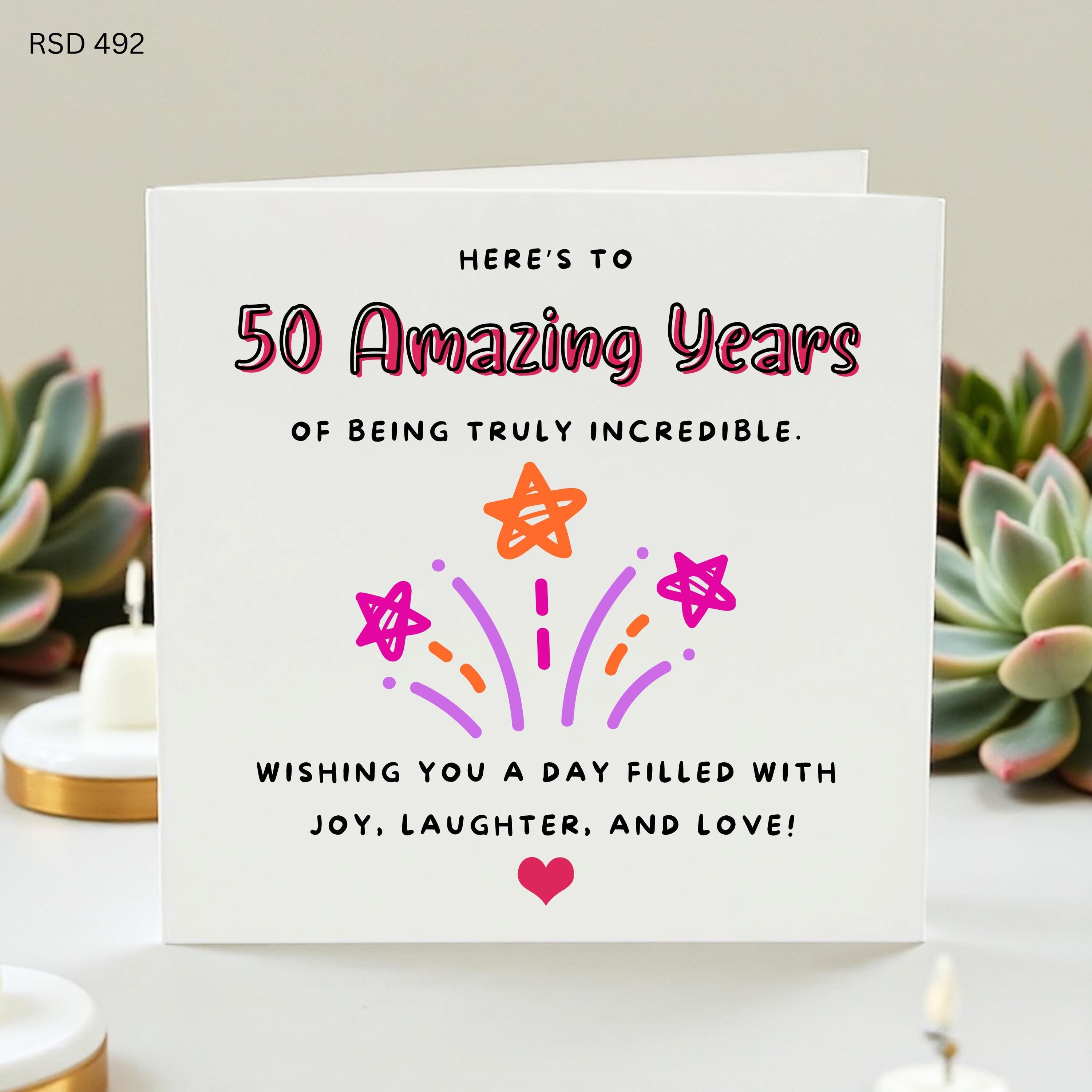 50th Birthday Card, Personalised 50 Amazing Years Card, Milestone Birthday Card for Her Him, Funny 50th Birthday Gift