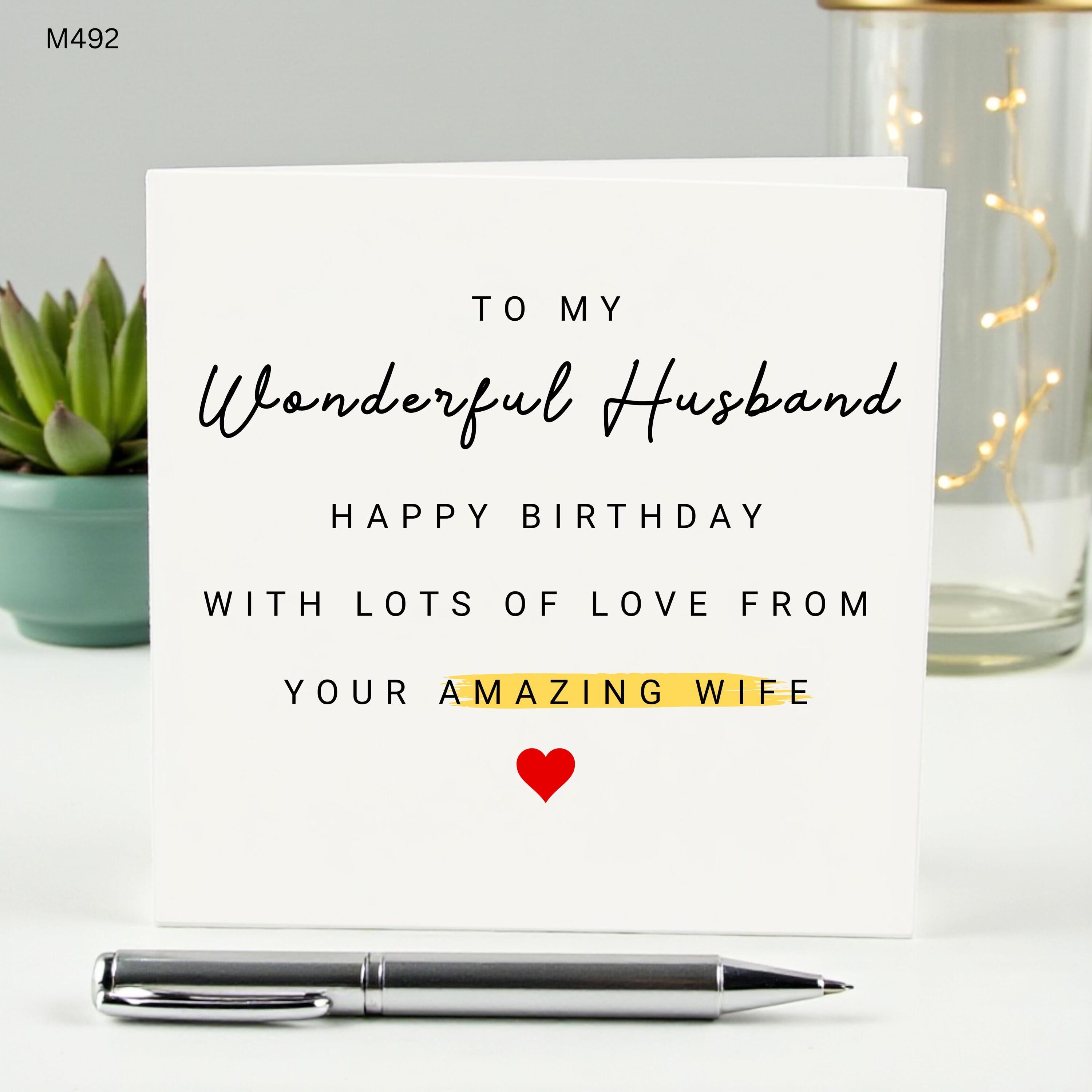 Funny Husband Birthday Card from Wife, Personalized Wonderful Husband Birthday Card, Custom Name Card for Him, Amazing Wife Birthday Gift