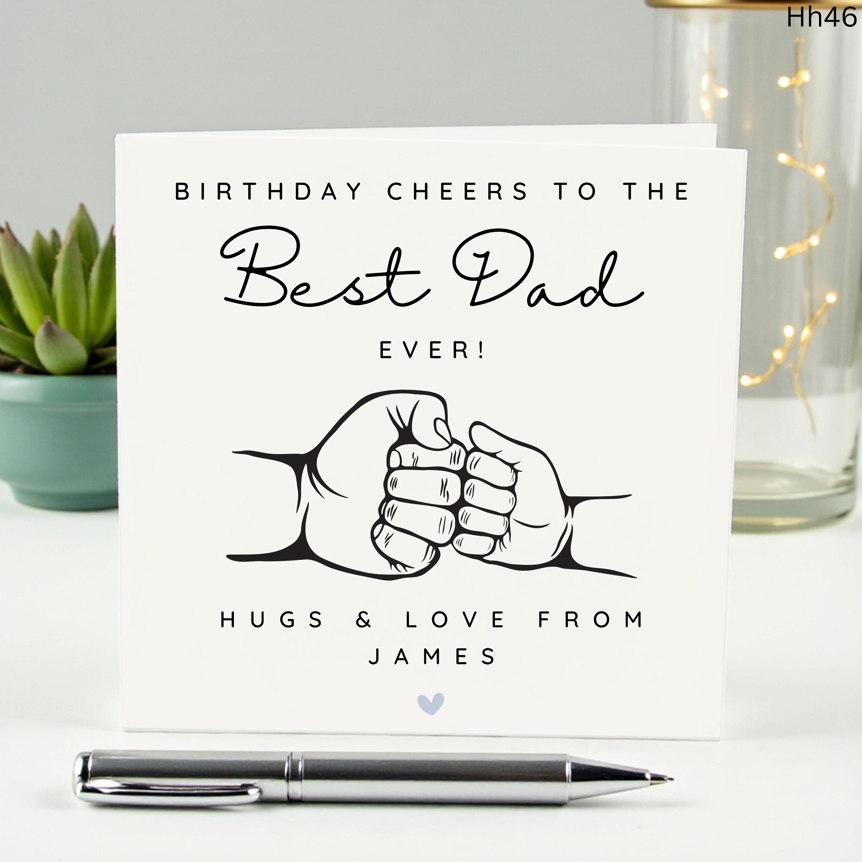 Personalized Best Dad Ever Birthday Card, Custom Name Fist Bump Card for Daddy, Father Birthday Gift from Son or Daughter, Best Dad Card
