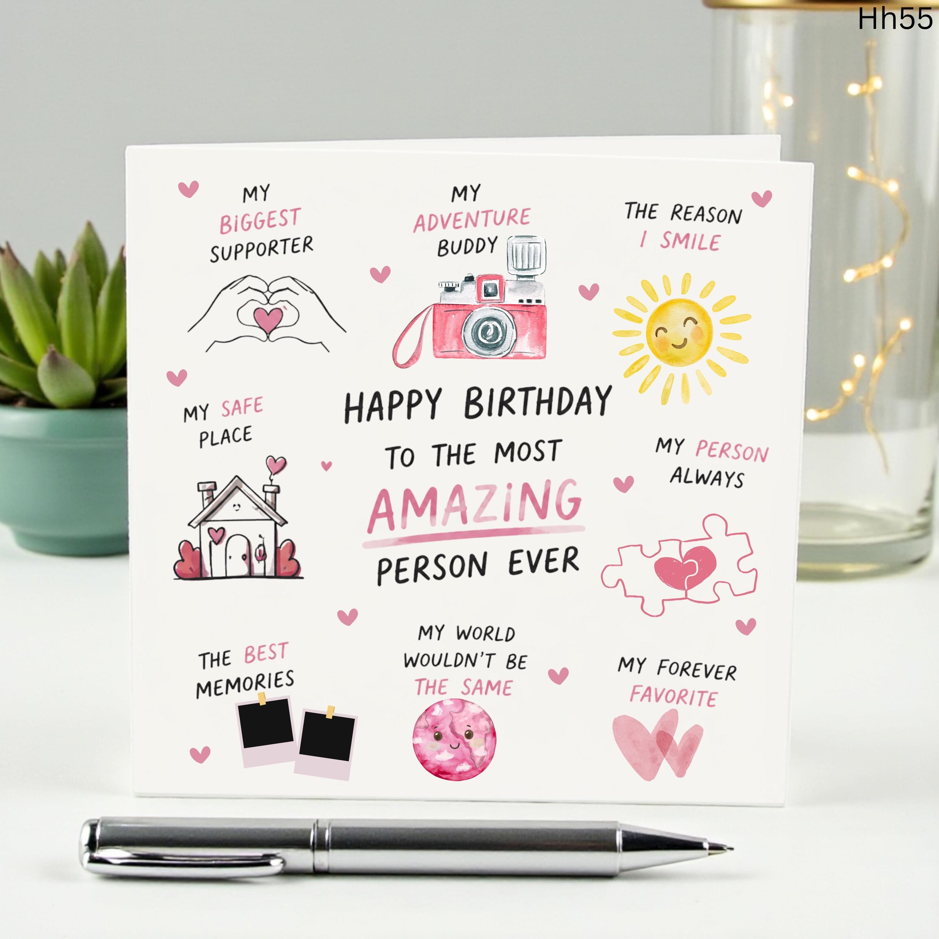 Happy Birthday to the Most Amazing Person Ever Card - My Adventure Buddy and Best Friend Greeting Card - Sentimental Birthday Card for Her