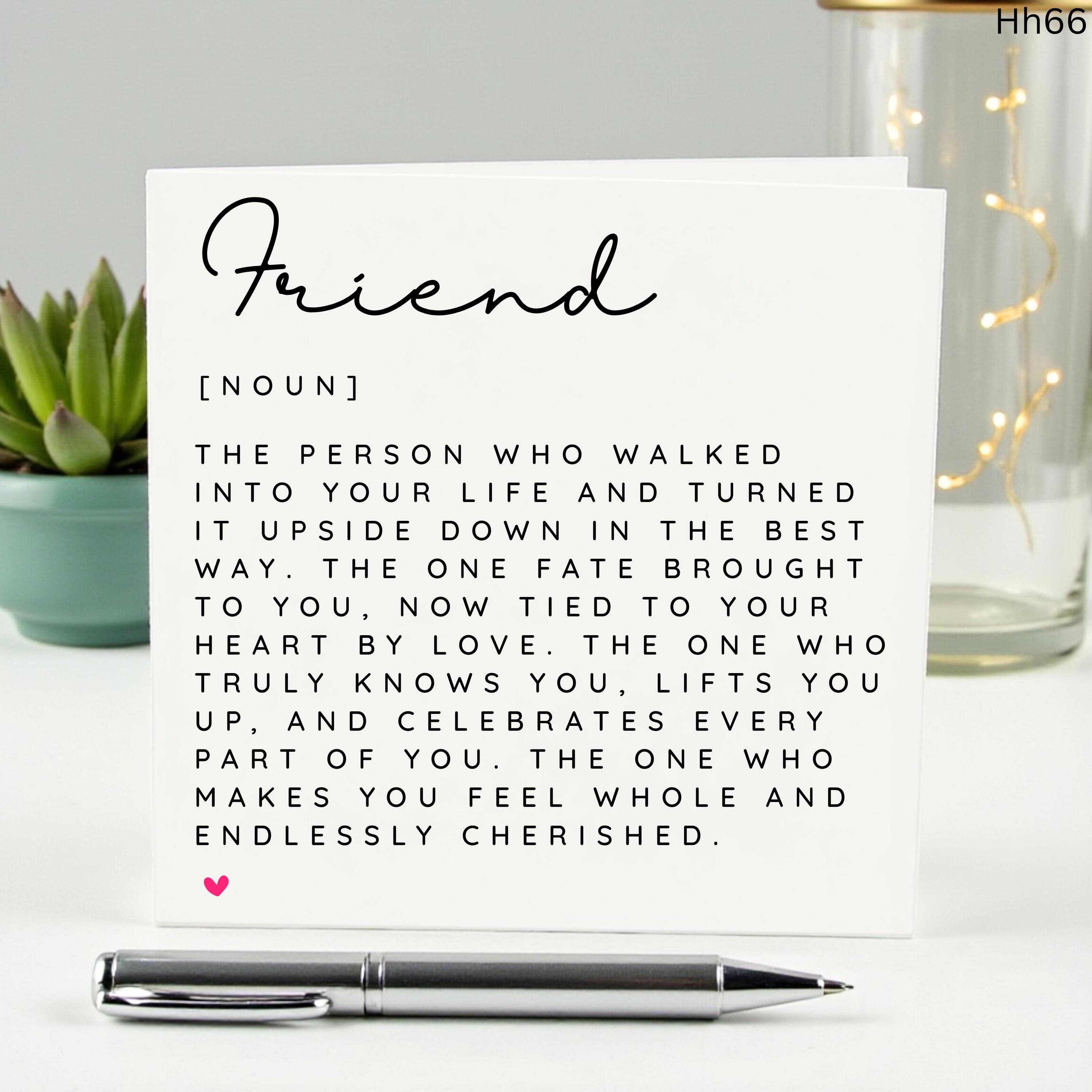 Friend Definition Birthday Card, Meaningful Best Friend Gift, Sentimental Friendship Poem Card for BFF, Soul Sister, Minimalist Bestie Card