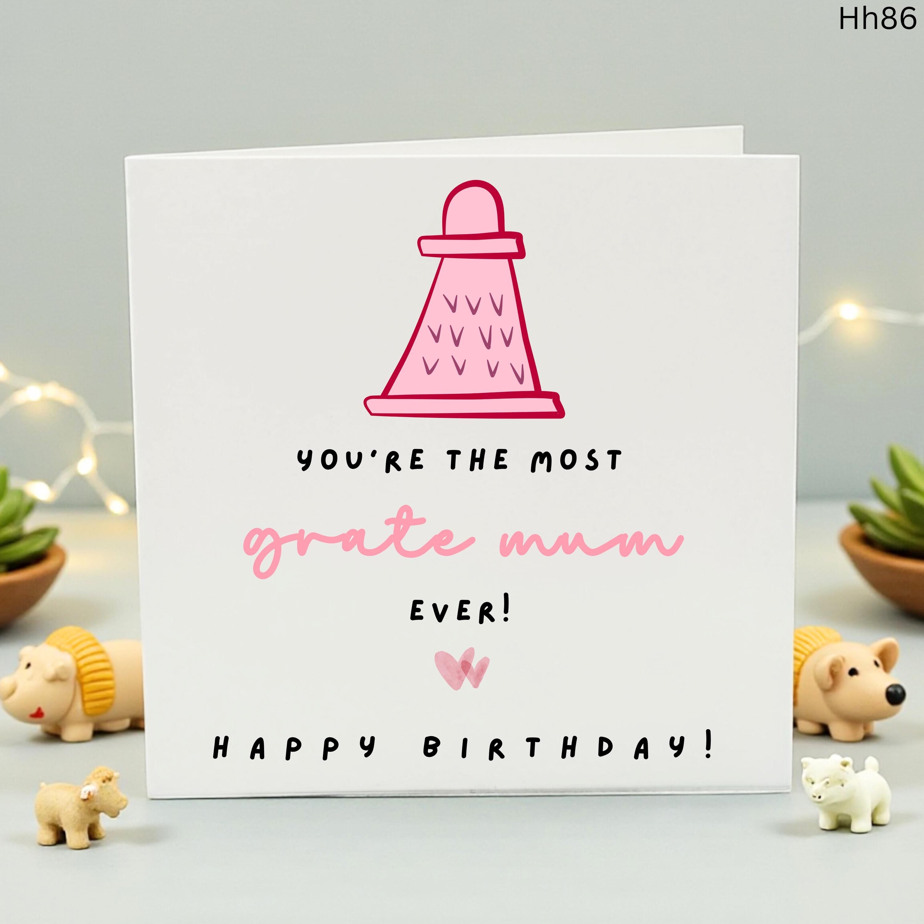 Funny Mum Birthday Card, You’re The Most Grate Mum Ever, Punny Mother's Day Card, Cute Cheese Grater Card for Mom, Fun Card from Daughter