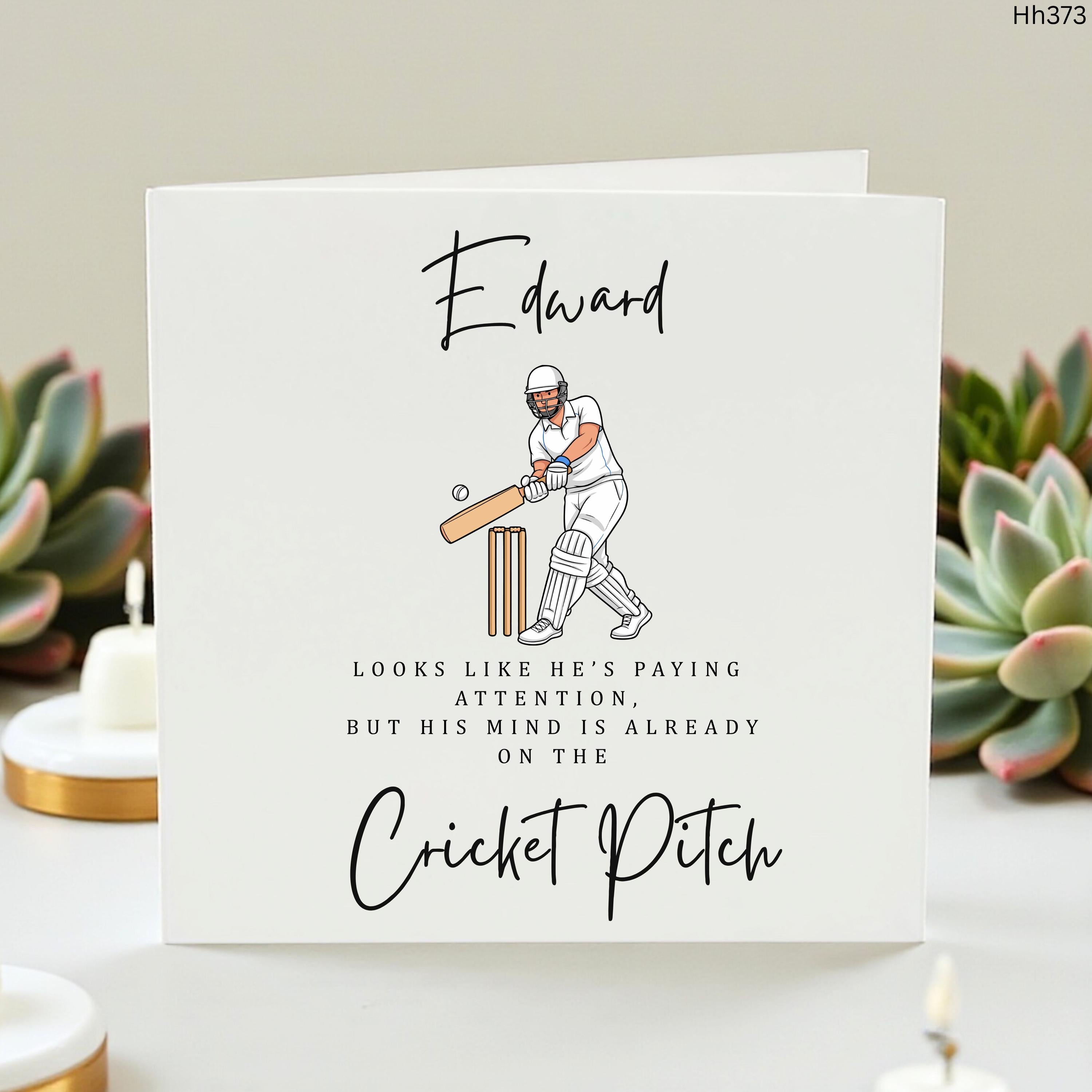 Personalised Cricket Birthday Card For Him, Funny Cricket Pitch Card, Cricket Lover Birthday Card, Son Grandson Nephew Card