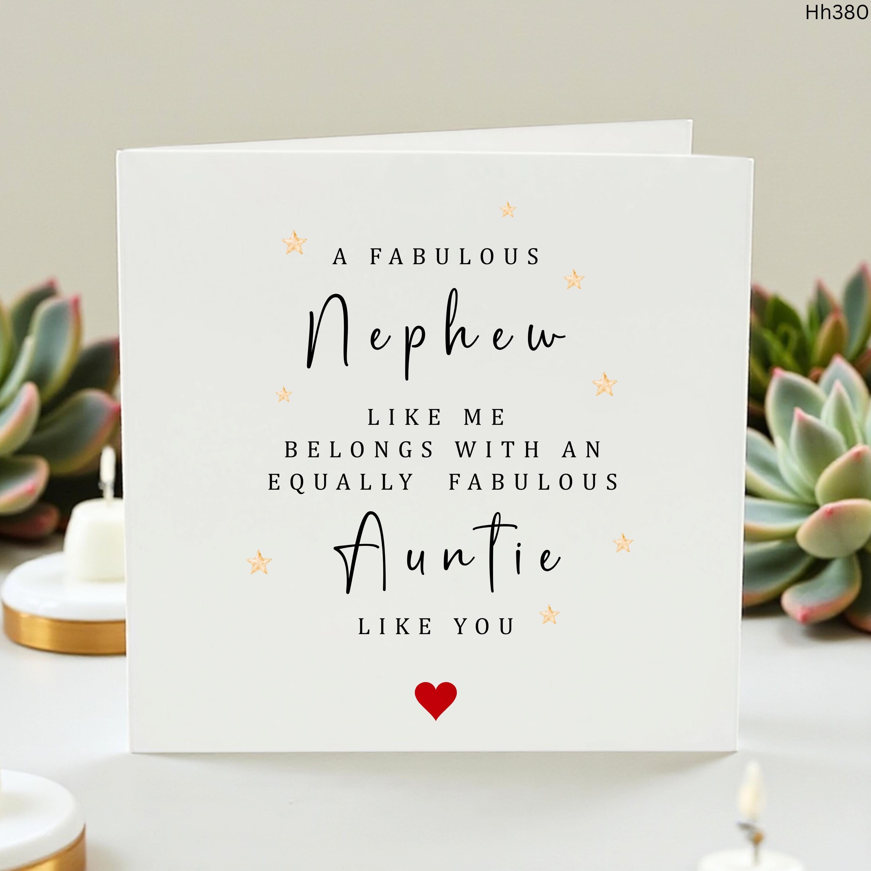 Auntie Birthday Card From Nephew, Fabulous Auntie Card, Cute Funny Aunty Card, Personalised Birthday Card For Auntie
