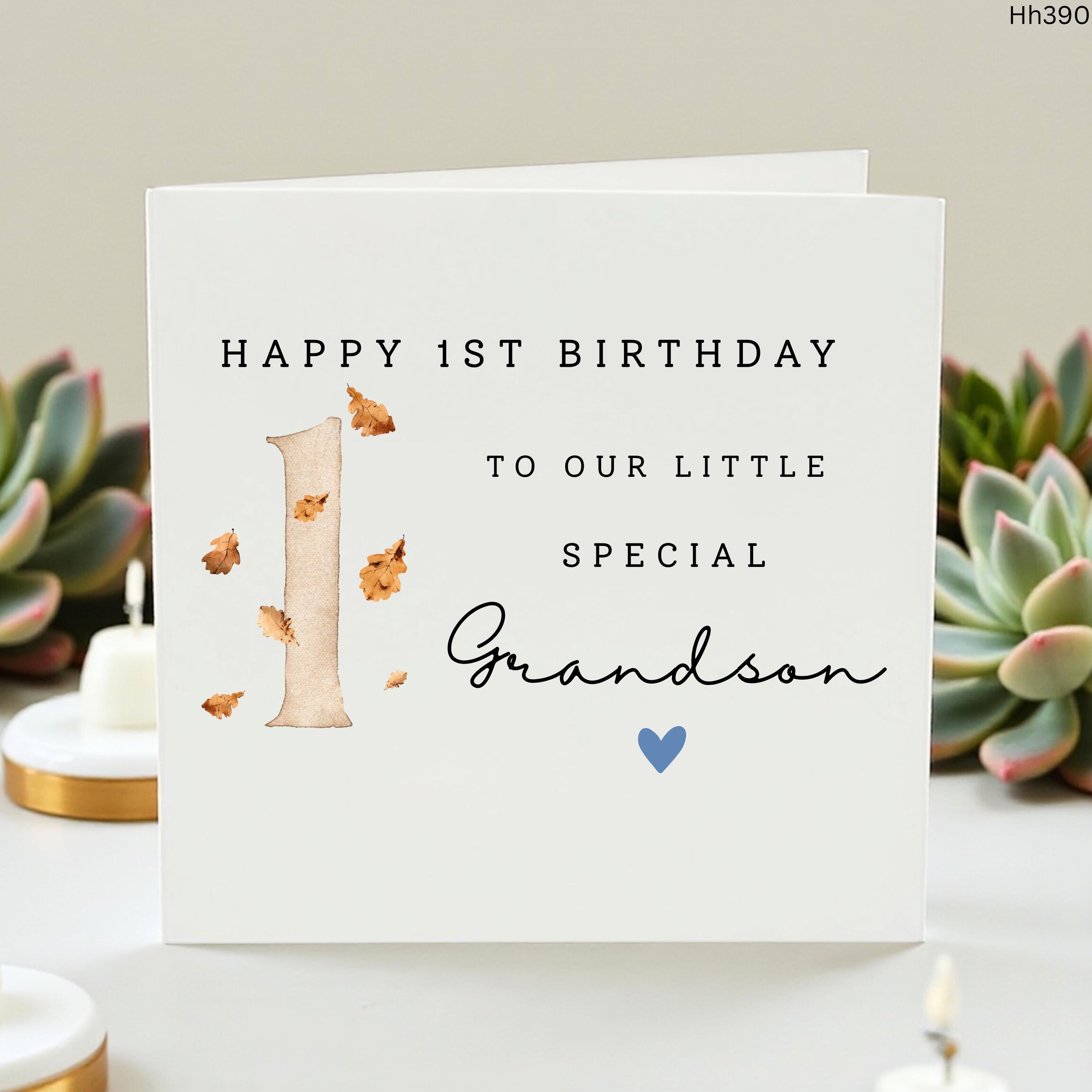 Grandson 1st Birthday Card, First Birthday Card For Grandson, Cute Age 1 Card, Special Grandson Birthday Gift