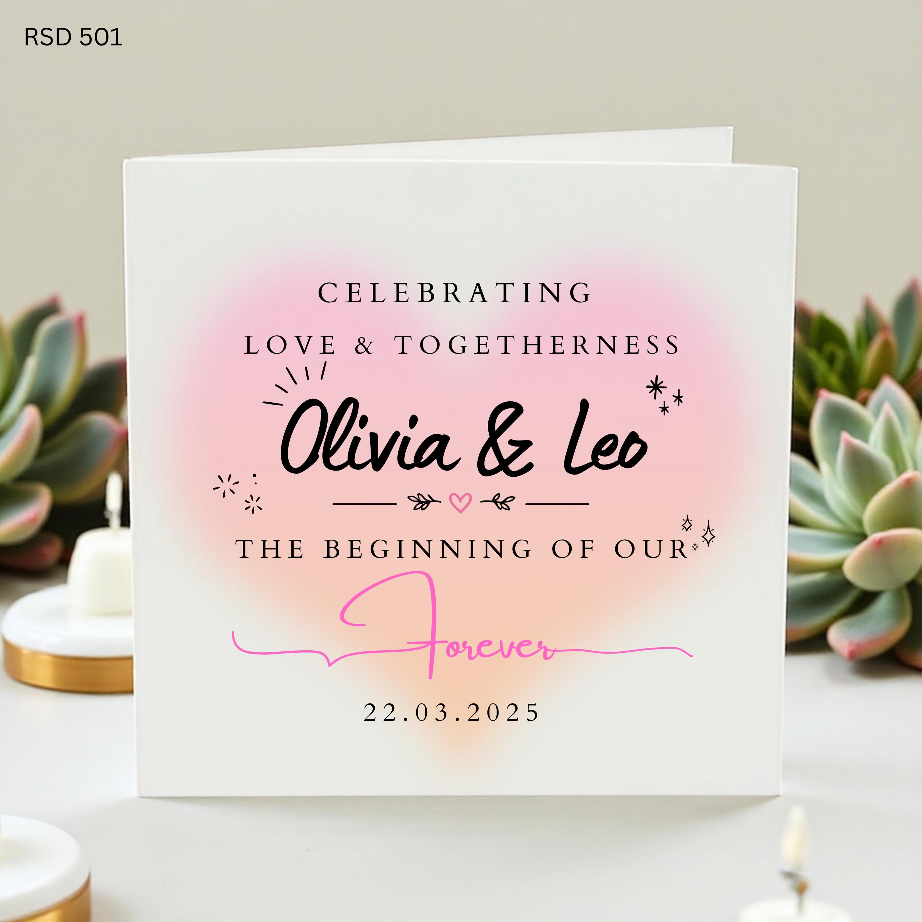 Personalised Wedding Card, Custom Couple Names Card, Love & Togetherness Card, Beginning Of Forever Card, Anniversary Engagement Card