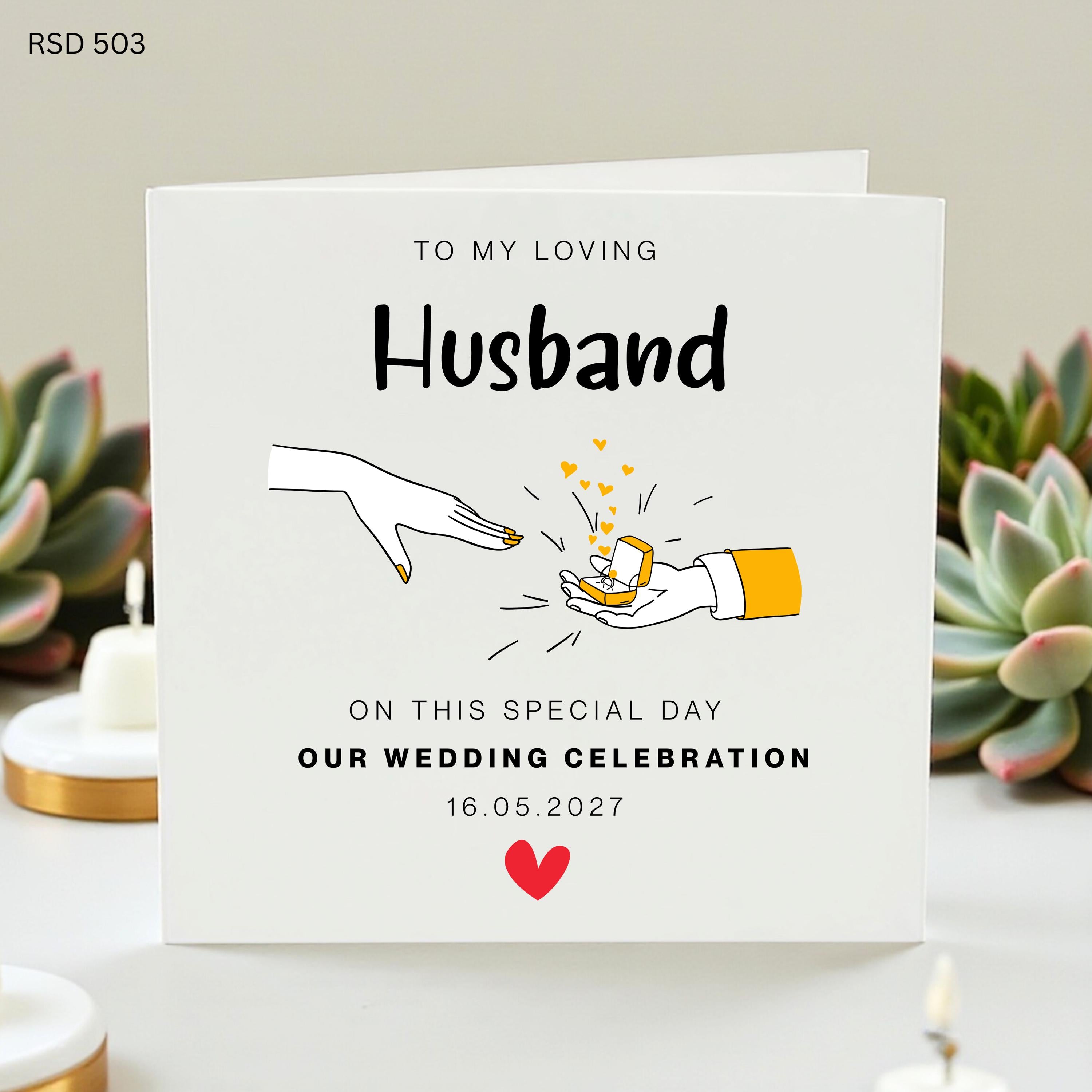 Personalised Husband Wedding Card, Romantic Wedding Day Card For Husband, Wife To Husband Card, Custom Date Groom Card, Special Day Love
