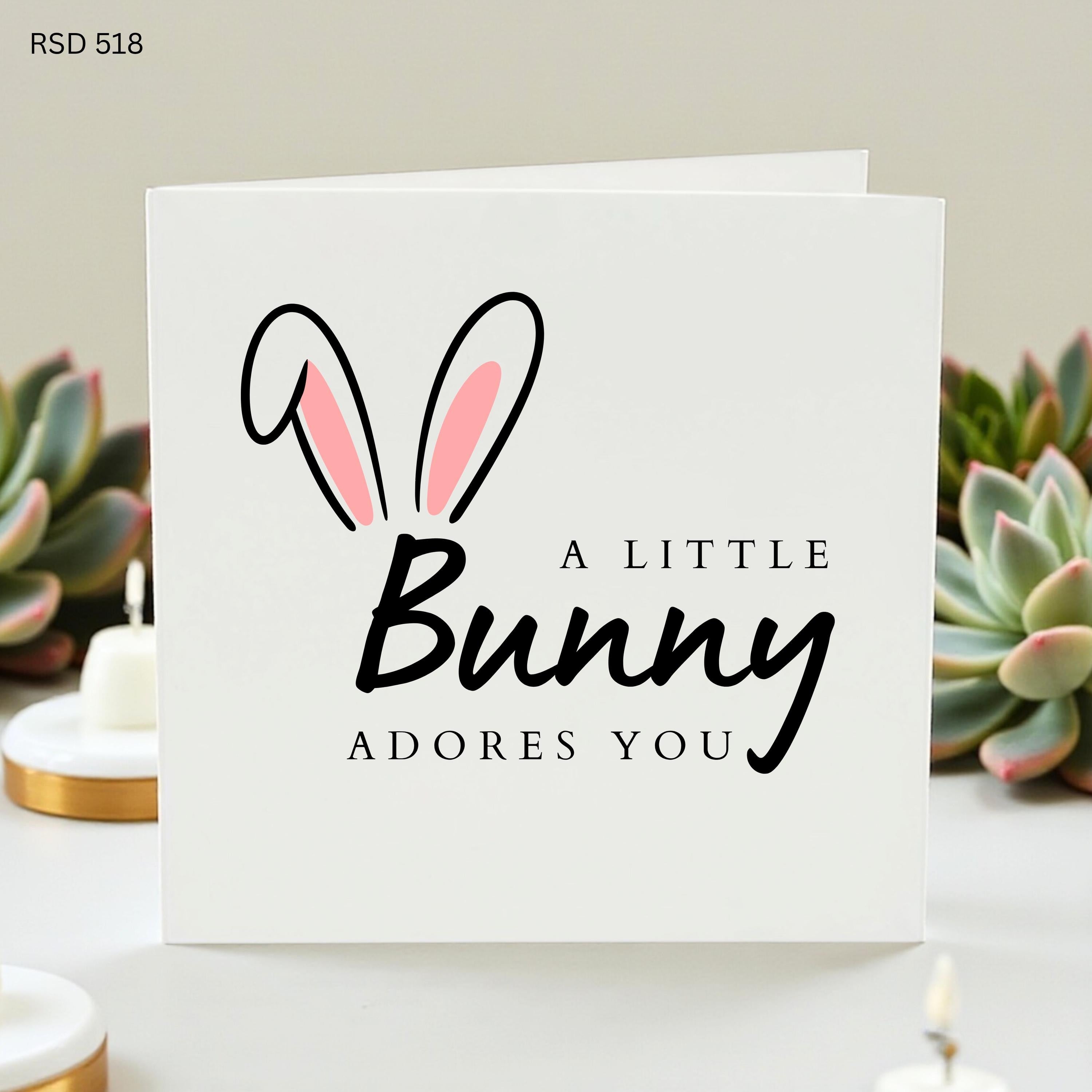 Cute Bunny Love Card, A Little Bunny Adores You Card, Funny Rabbit Pun Card, Easter Card, Anniversary Card,