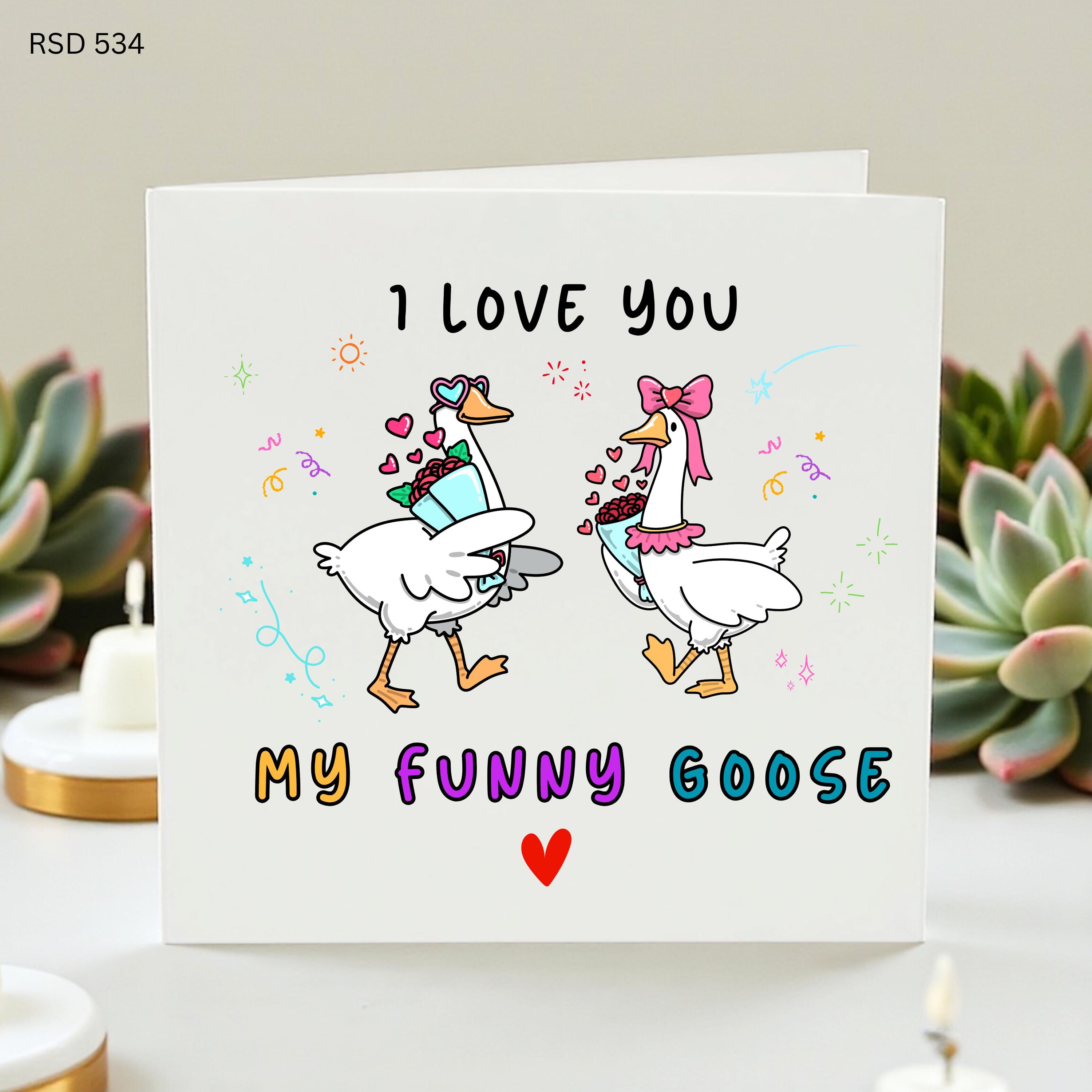 Funny Goose Love Card, I Love You My Funny Goose Card, Cute Romantic Card For Husband Wife Boyfriend Girlfriend, Anniversary Card