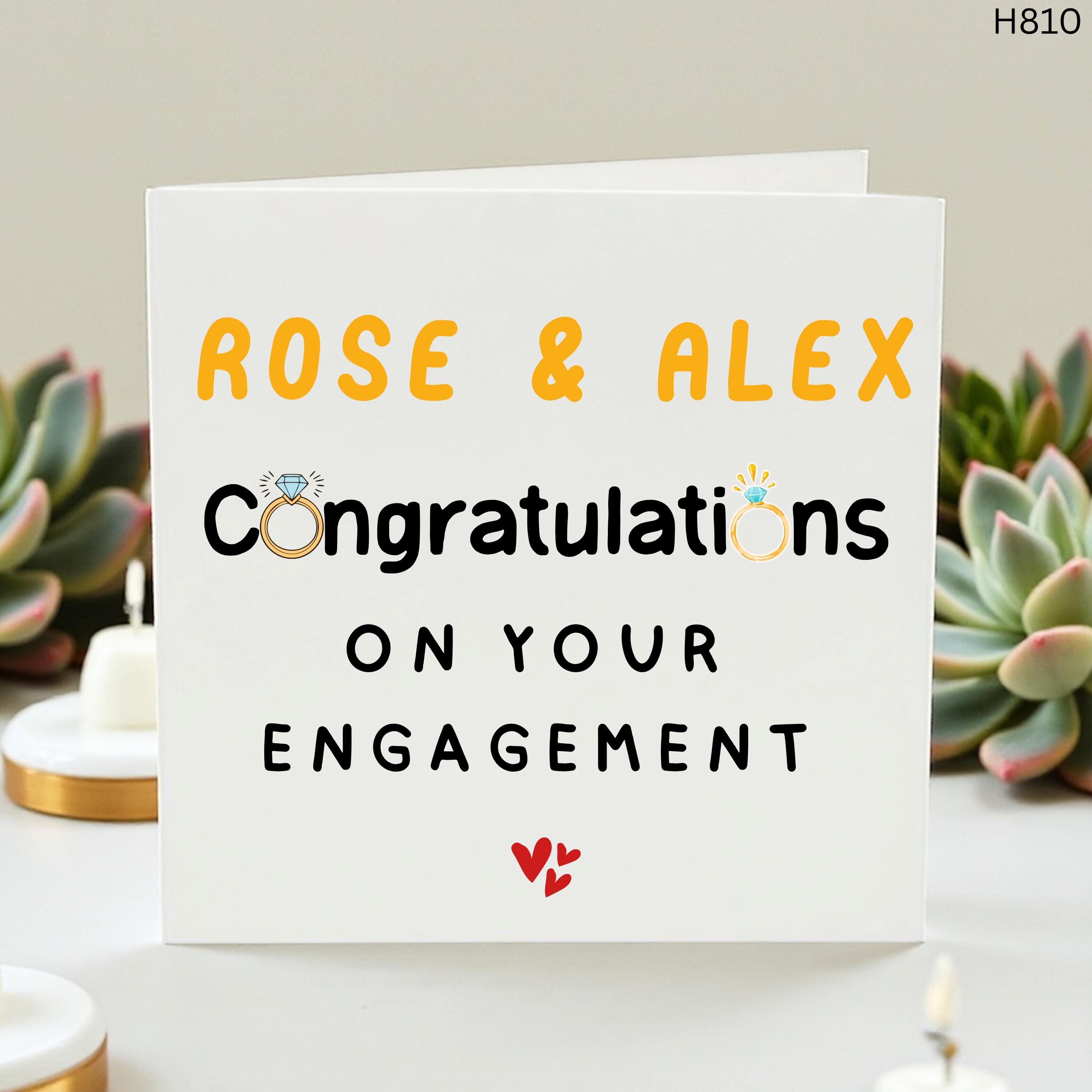 Personalised Engagement Card, Congratulations On Your Engagement, Custom Couple Names Card, Cute Ring Card, Bride Groom Gift