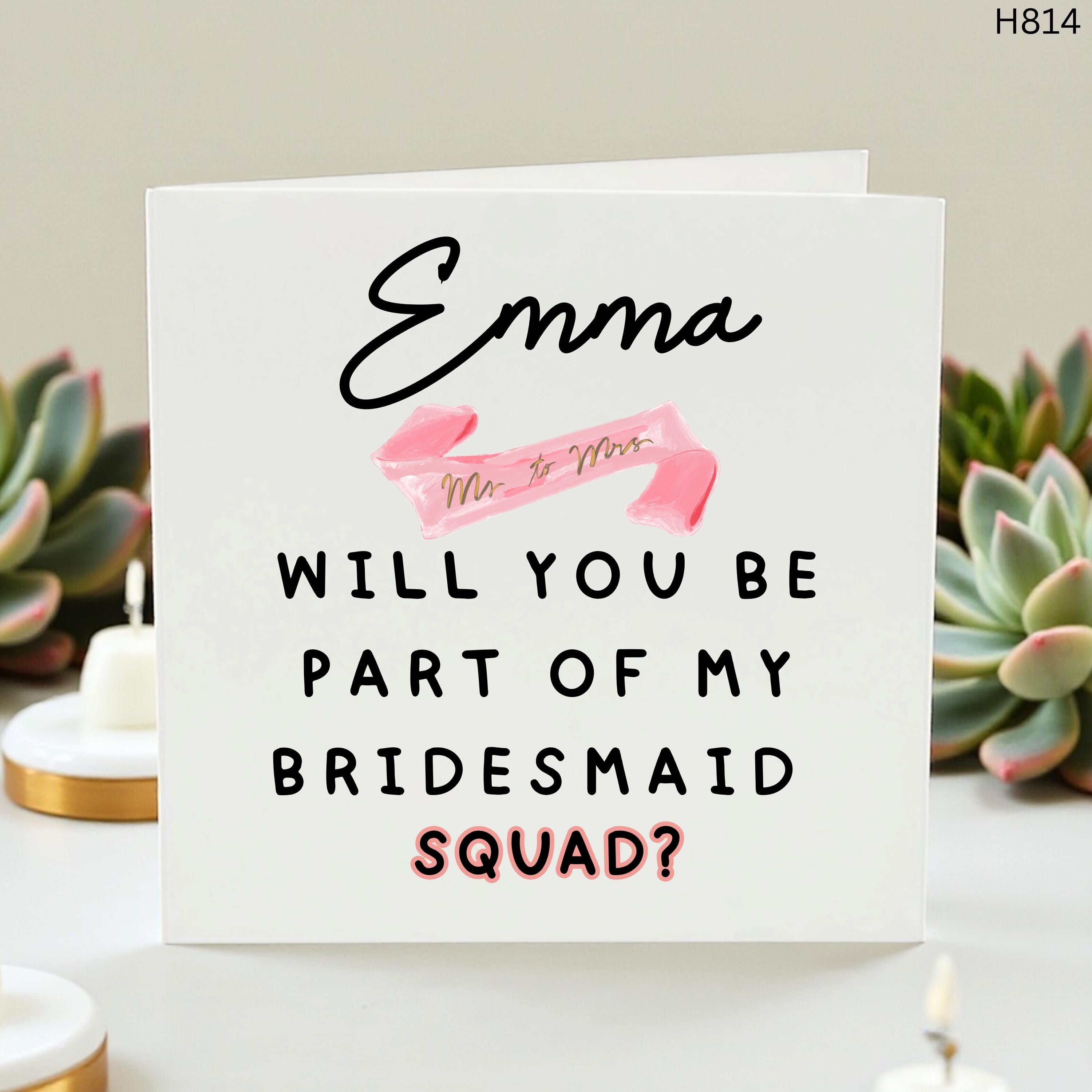 Personalised Bridesmaid Proposal Card, Will You Be My Bridesmaid Card, Bridal Party Squad Card, Wedding Day Card, Maid Of Honour Gift
