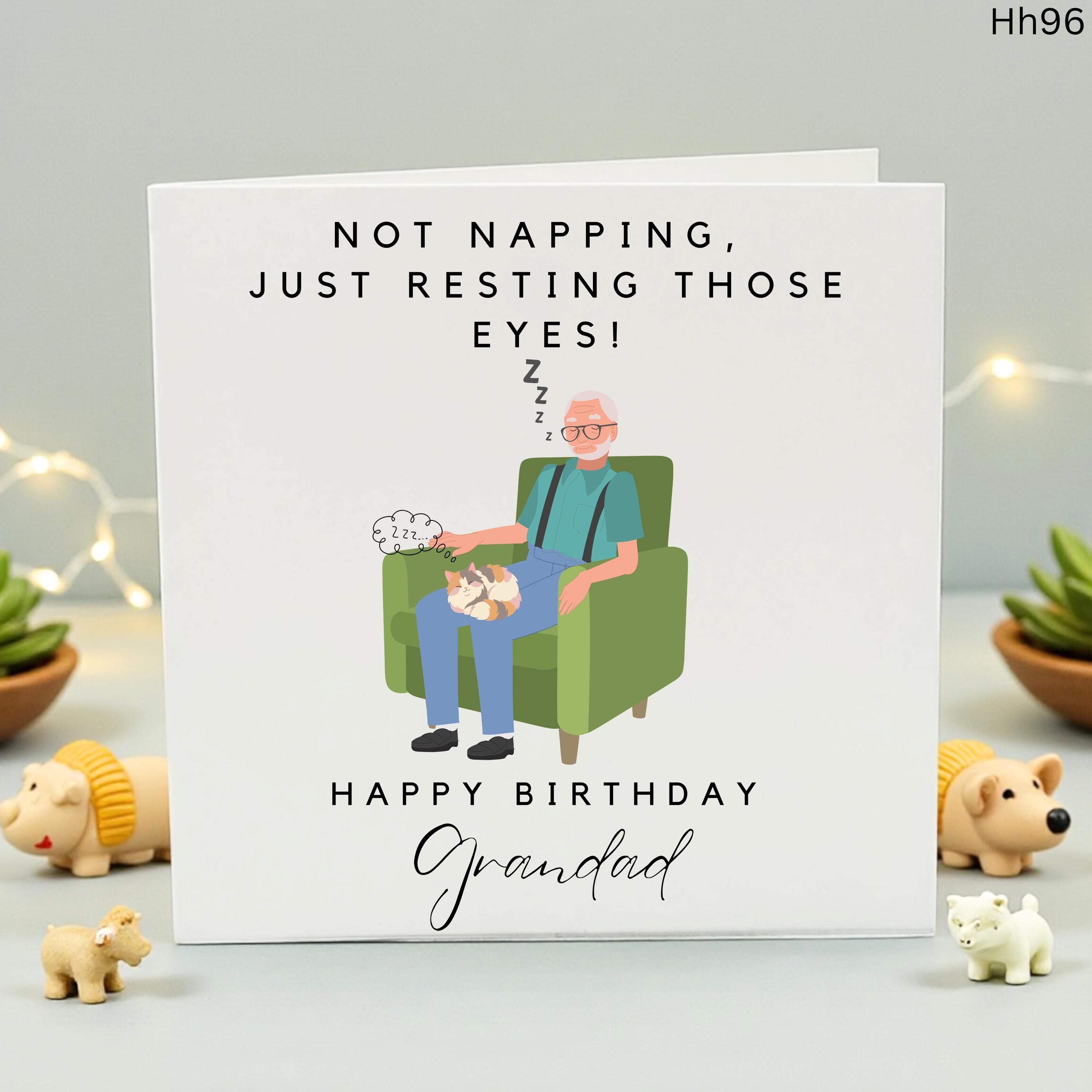 Funny Grandad Birthday Card - Resting My Eyes Napping Joke - Happy Birthday Card for Grandpa - Humorous Birthday Gift for Grandfather