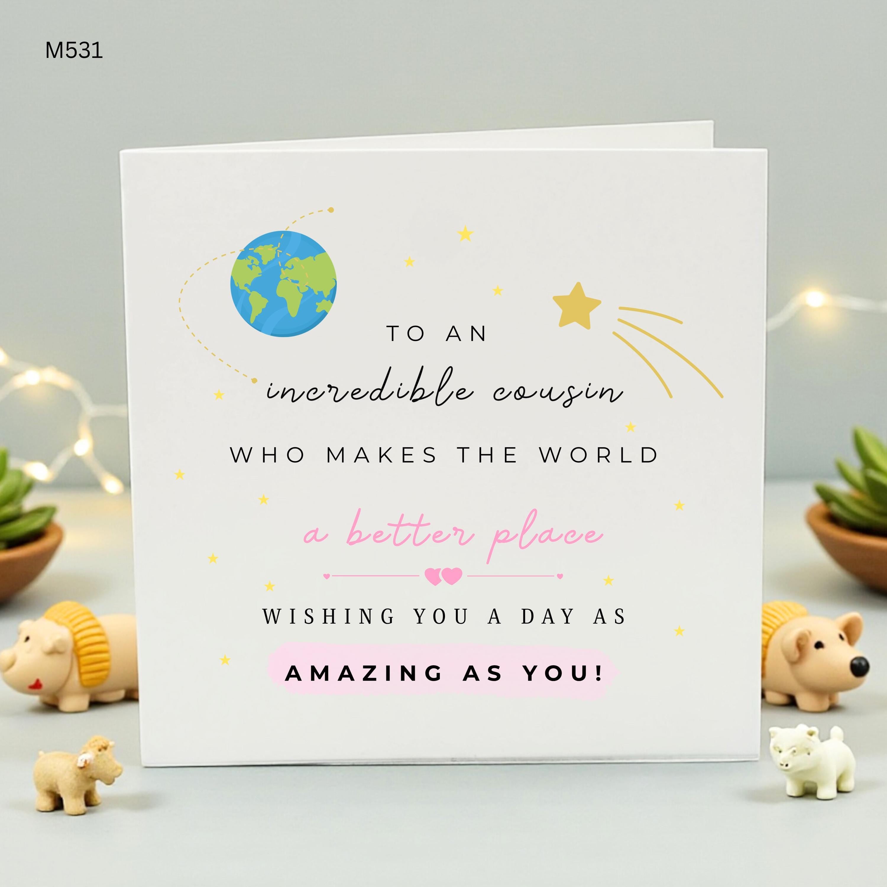 Personalized To An Incredible Cousin Birthday Card, You Make The World A Better Place, Cute Earth Theme Birthday Gift For Special Cousin