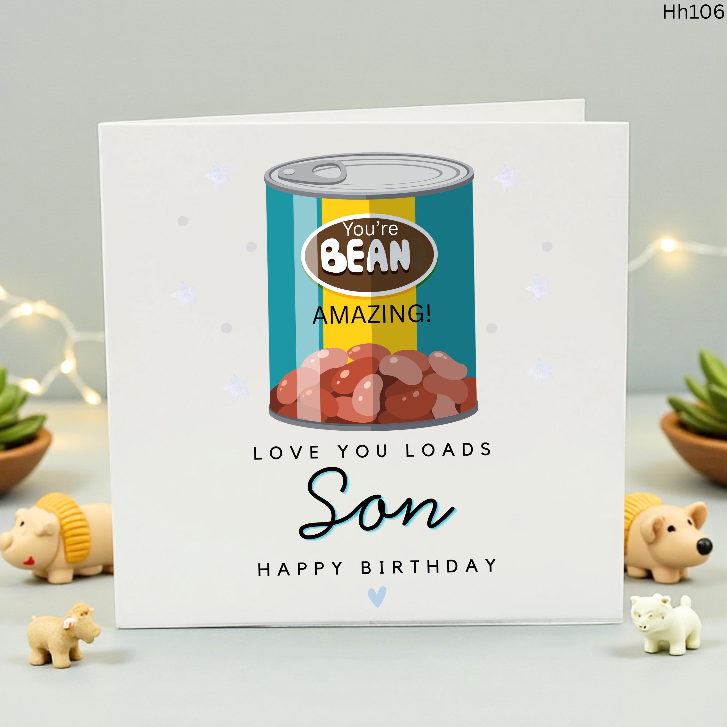 Funny Son Birthday Card, You’re Bean Amazing Pun Card for Son, Cute Birthday Gift for Him, Food Pun Birthday Card, Son Birthday Keepsake