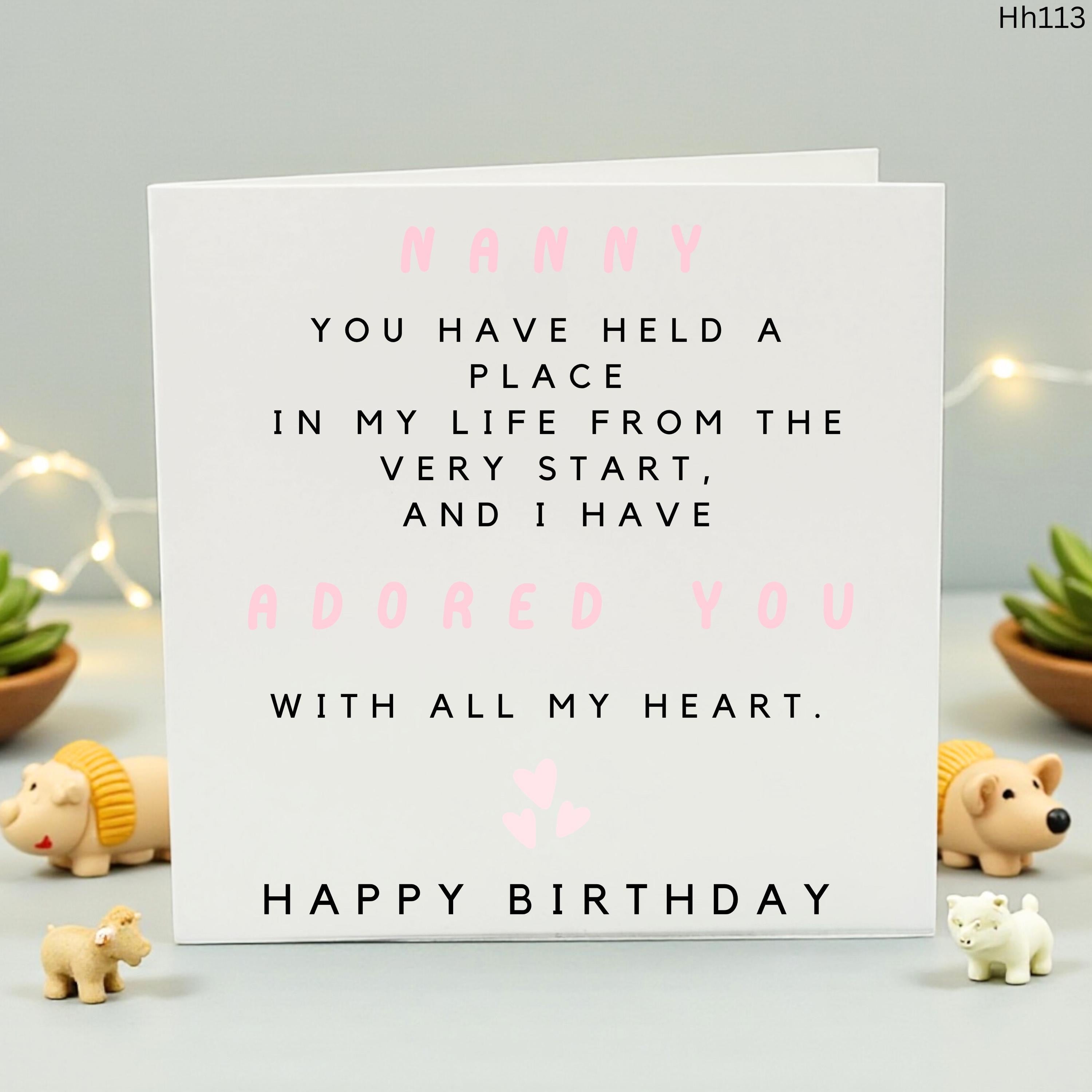 Sentimental Nanny Birthday Card, I Adore You Nanny Gift, Happy Birthday Grandma Card, Heartfelt Poem Card for Nanny from Grandkids, Pink
