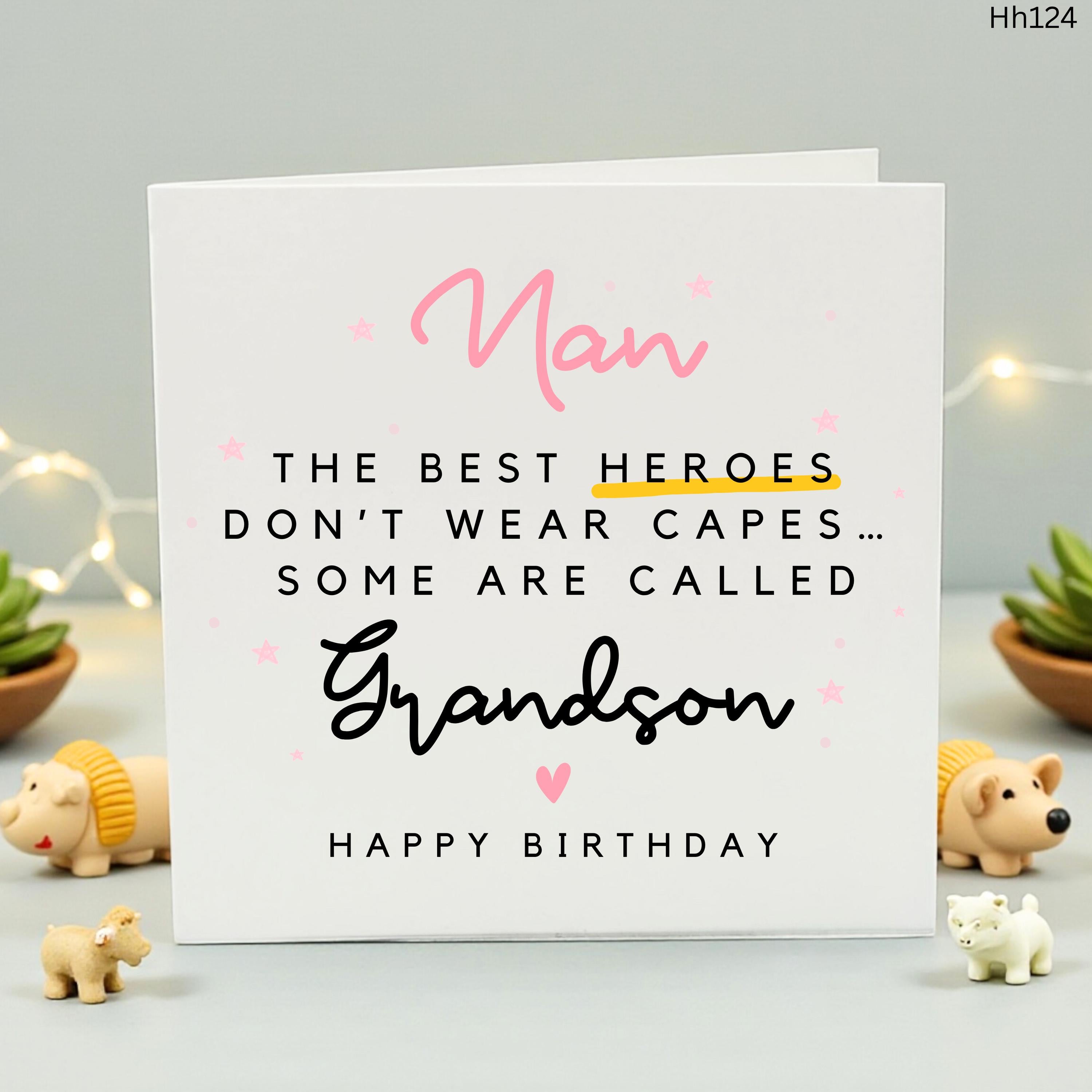 Grandson Birthday Card from Nan, The Best Heroes Don't Wear Capes Card for Grandson, Cute Hero Birthday Card, Special Grandson Birthday Gift