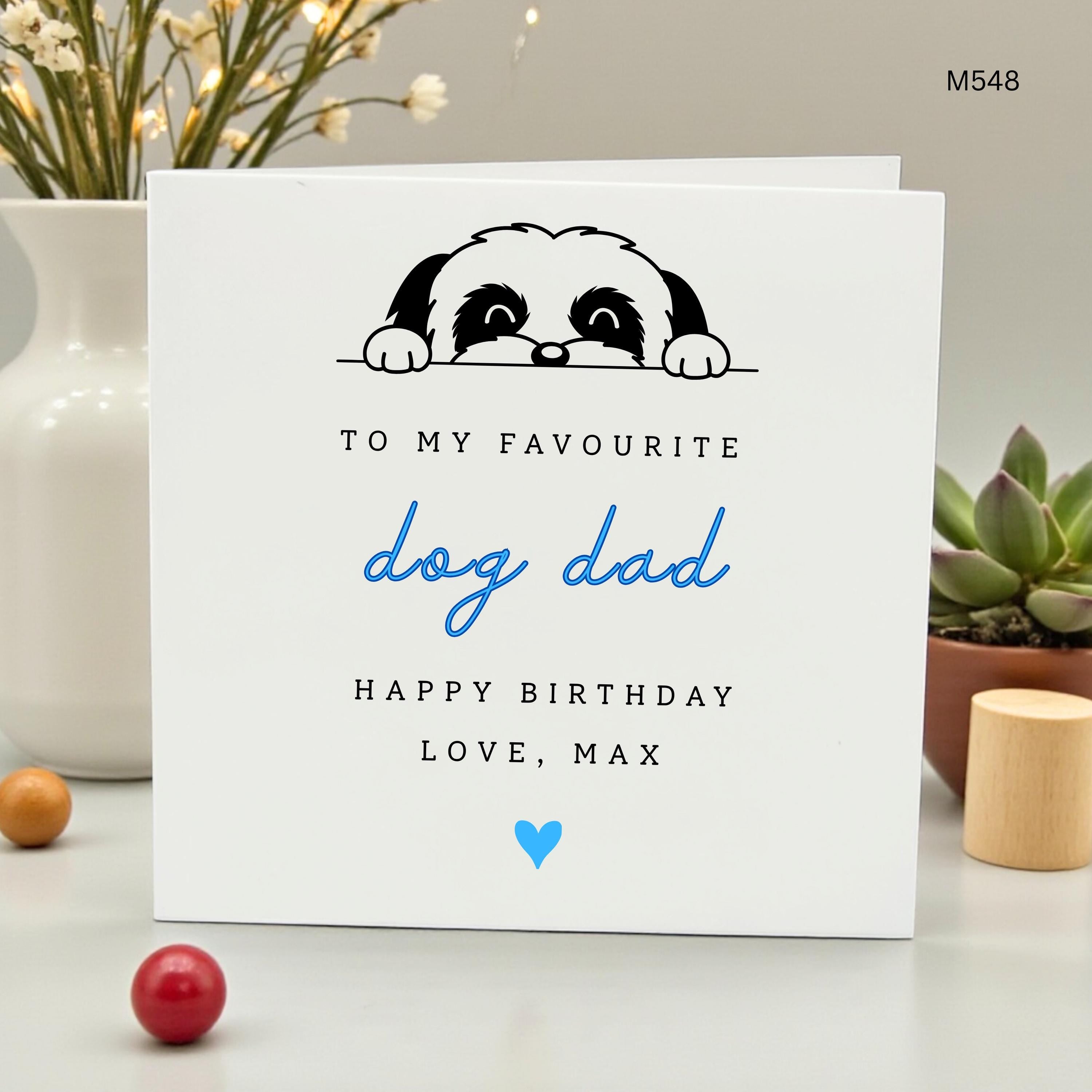 Personalized Dog Dad Birthday Card from the Dog, Funny Puppy Birthday Card for Husband, Boyfriend, Cute Dog Lover Gift, Custom Name Max Card