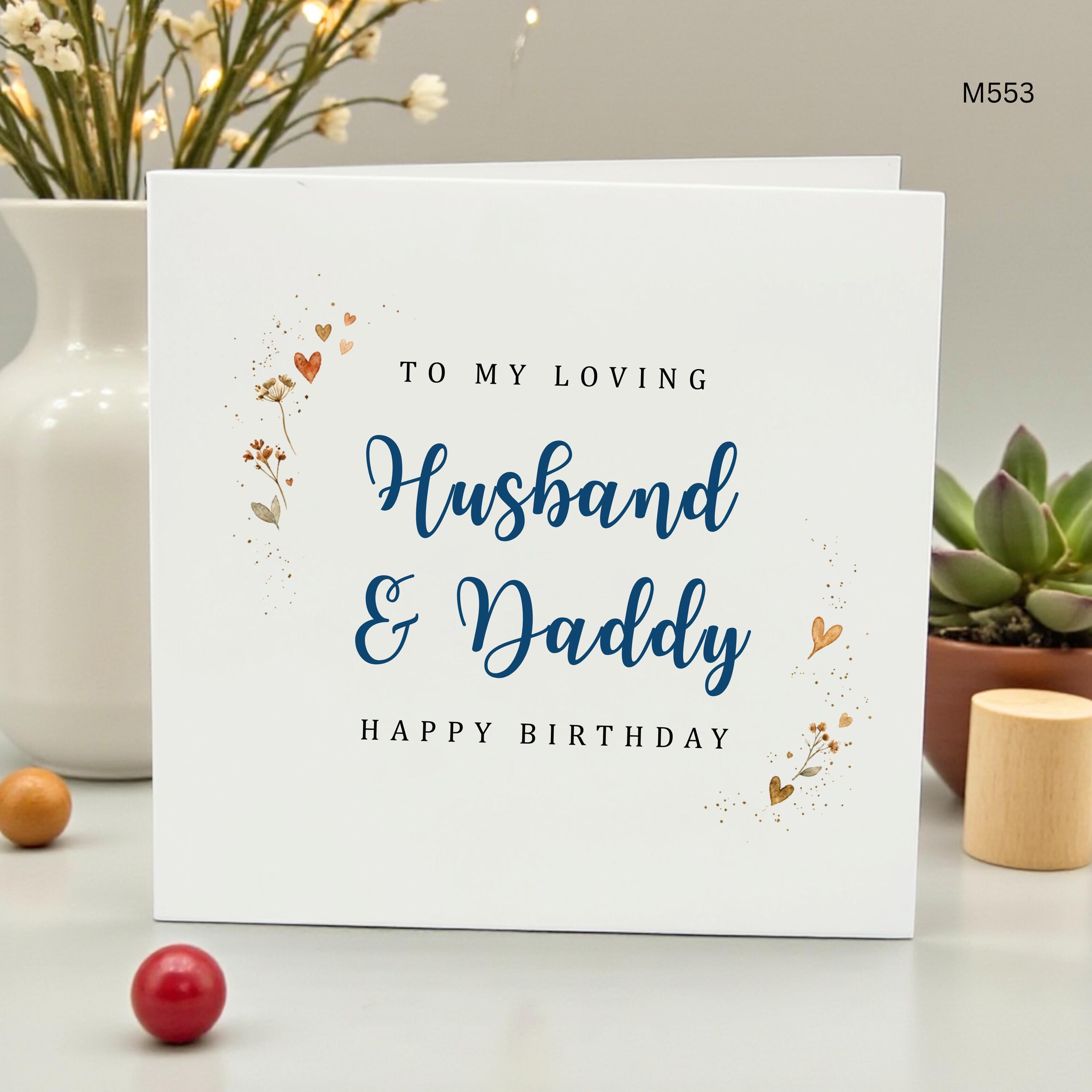 Personalized Husband and Daddy Birthday Card, Sentimental Birthday Card for Him from Wife and Kids, Heartfelt Dad Birthday Gift, Minimalist