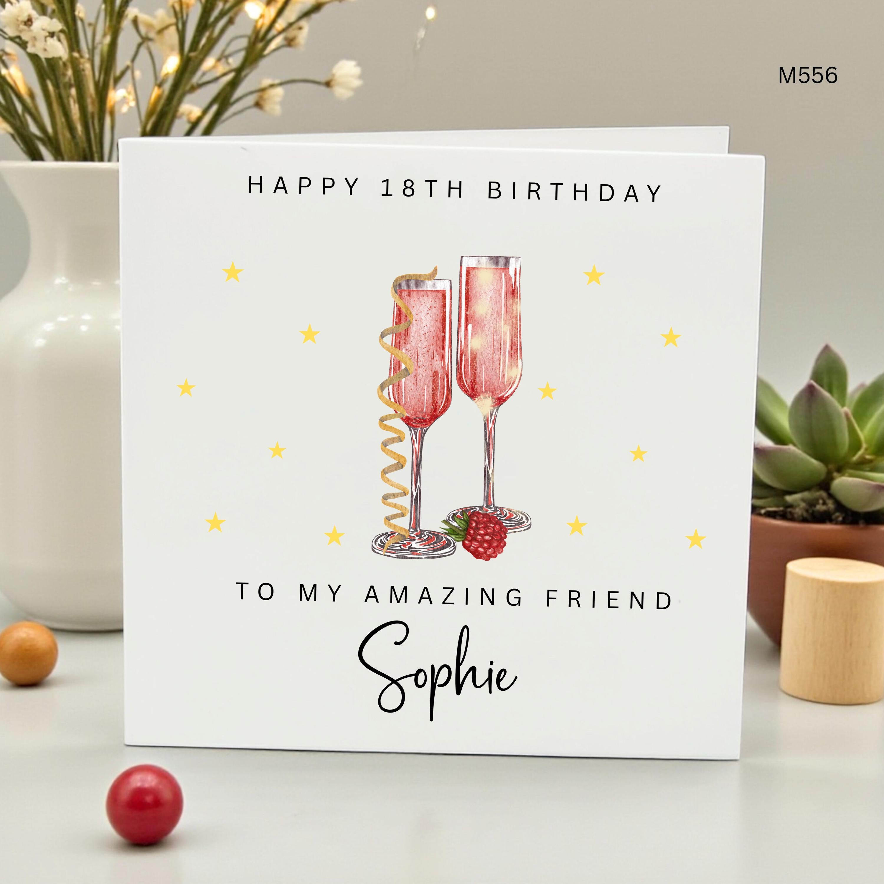 Personalized 18th Birthday Card for Best Friend, Custom Name Eighteenth Birthday Card for Her, Champagne Birthday Card, 18th Birthday Gift