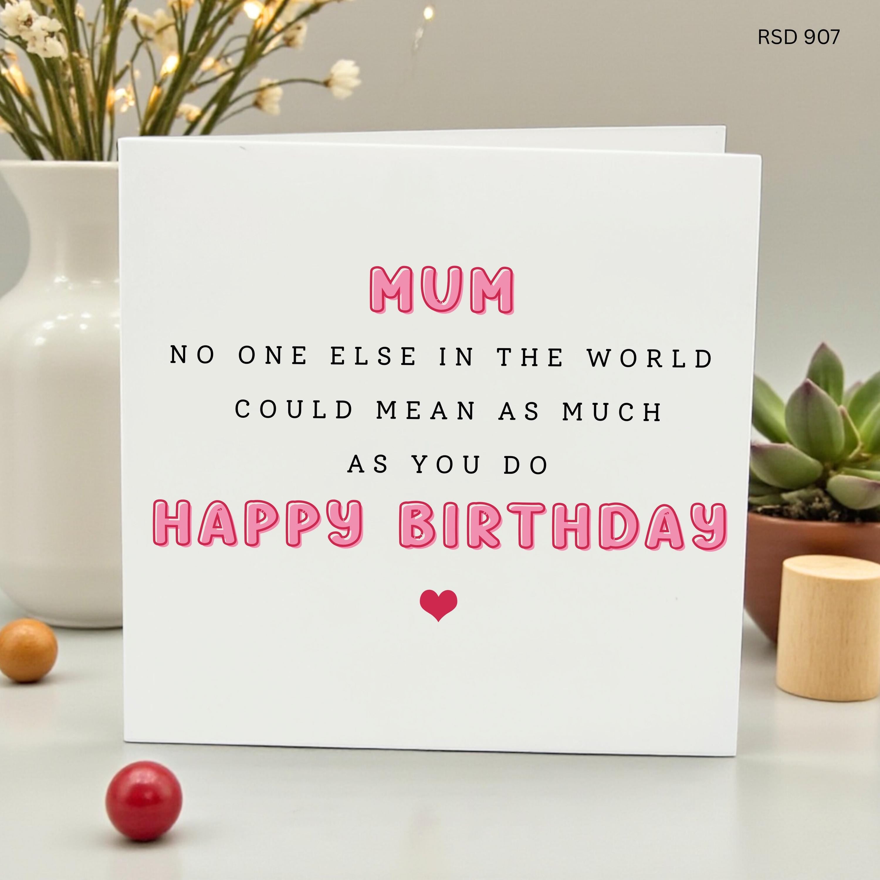 Happy Birthday Mum Card, Heartfelt Mother Birthday Gift, Sentimental Card for Mum, To a Special Mom Birthday, Cute Pink Birthday Card Mum