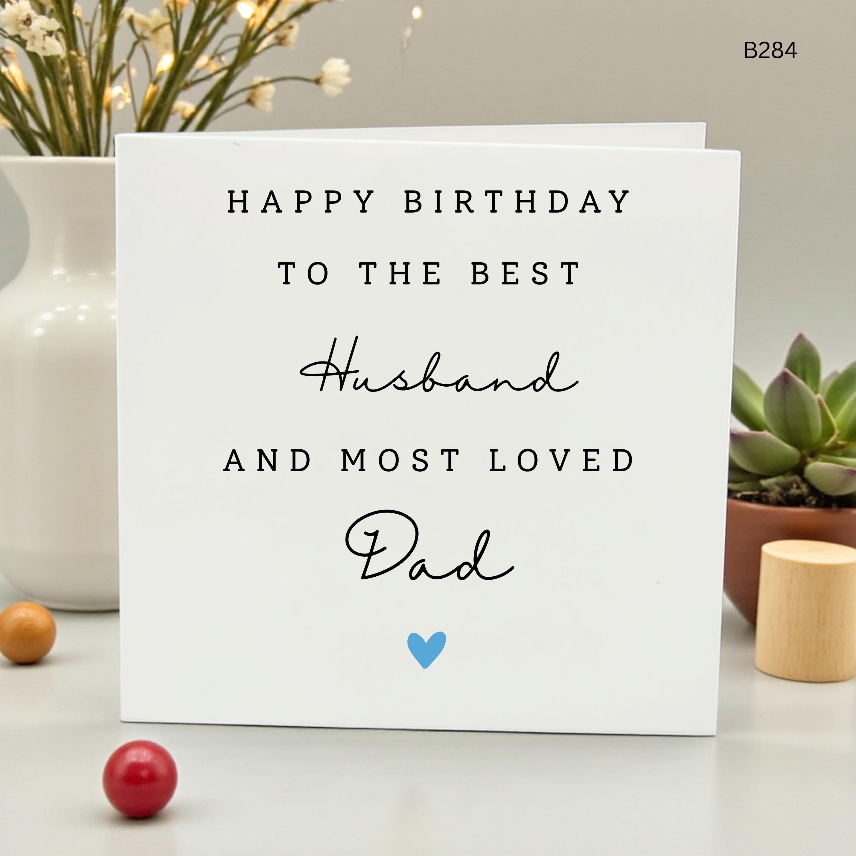 Happy Birthday to the Best Husband and Most Loved Dad Card, Birthday Card for Him, Minimalist Birthday Gift for Husband and Father,