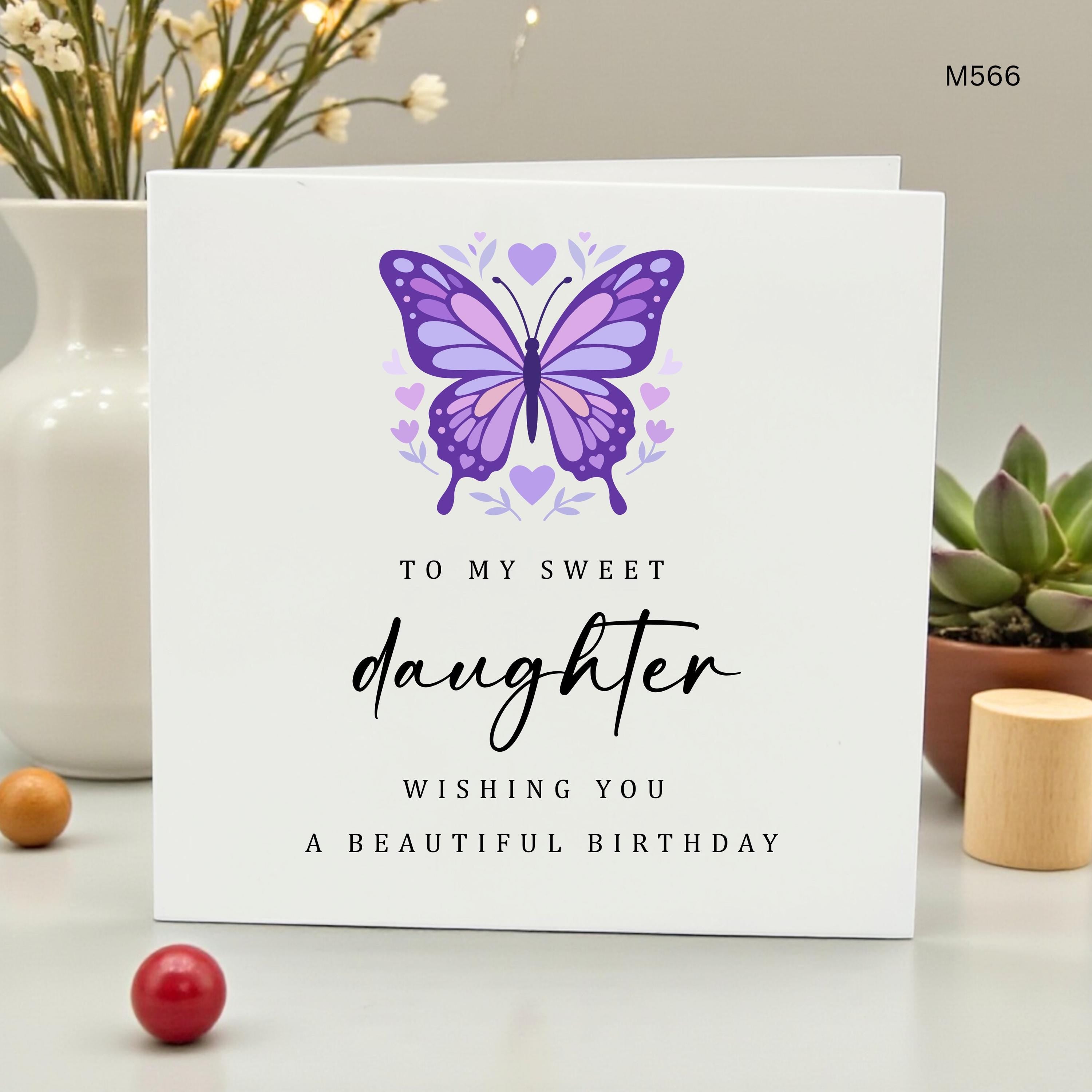 Personalized Daughter Birthday Card, To My Sweet Daughter, Butterfly Birthday Gift for Her, Sentimental Daughter Card, Purple Butterfly