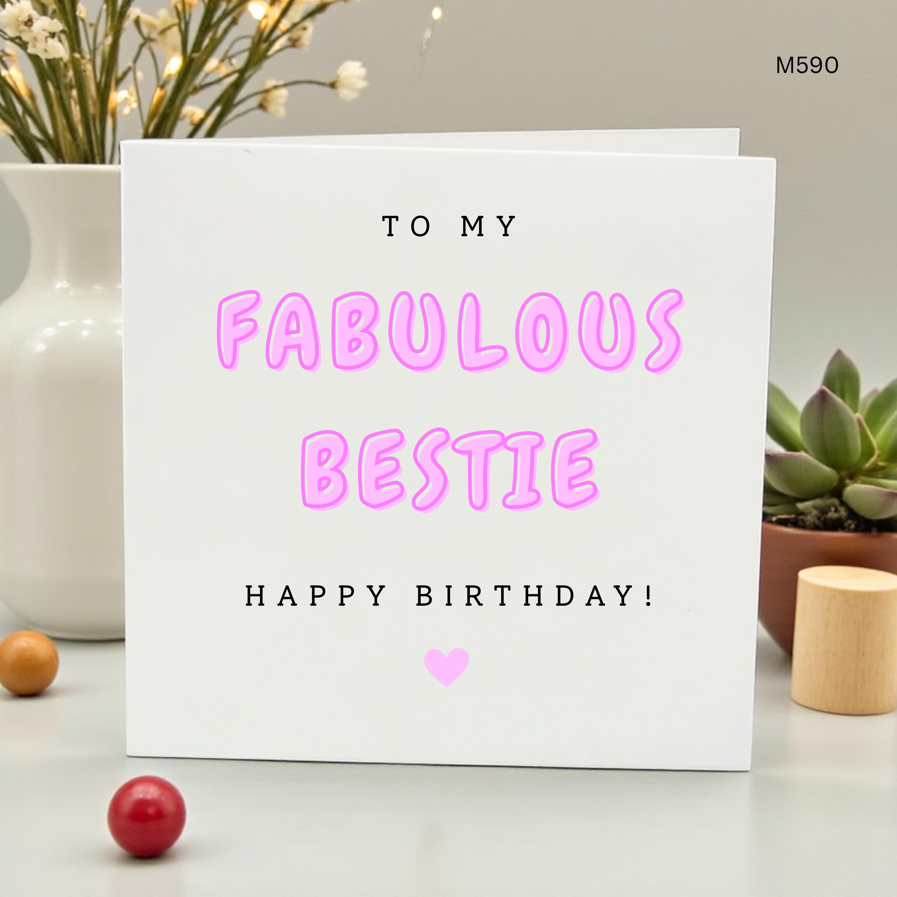Fabulous Bestie Birthday Card, Best Friend Birthday Card for Her, Soul Sister Gift, Cute BFF Card, Pink Bestie Birthday Gift, Friend Card