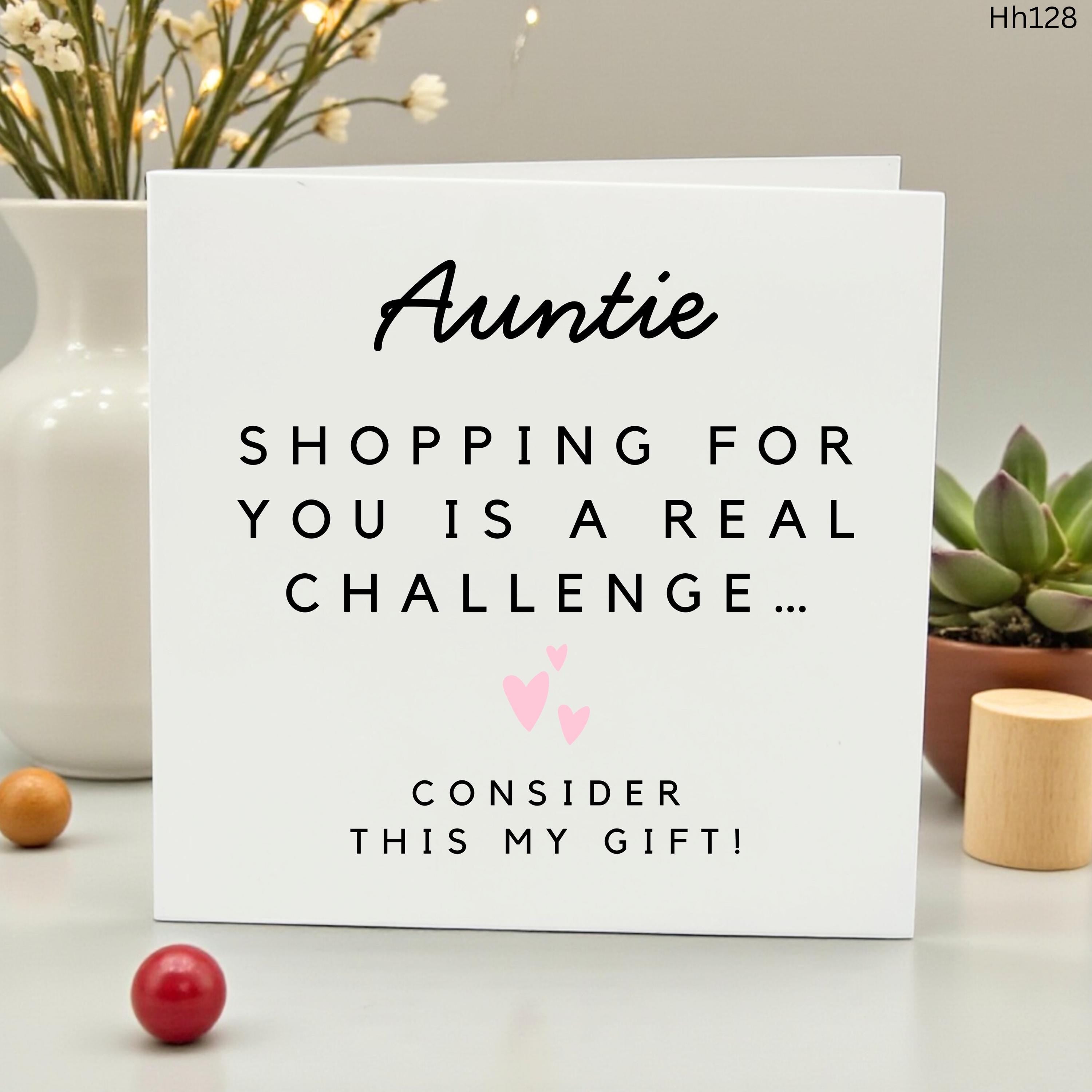 Funny Auntie Birthday Card - Shopping For You Is A Challenge - Sarcastic Greeting Card for Aunt From Niece or Nephew - Cheeky Gift For Her