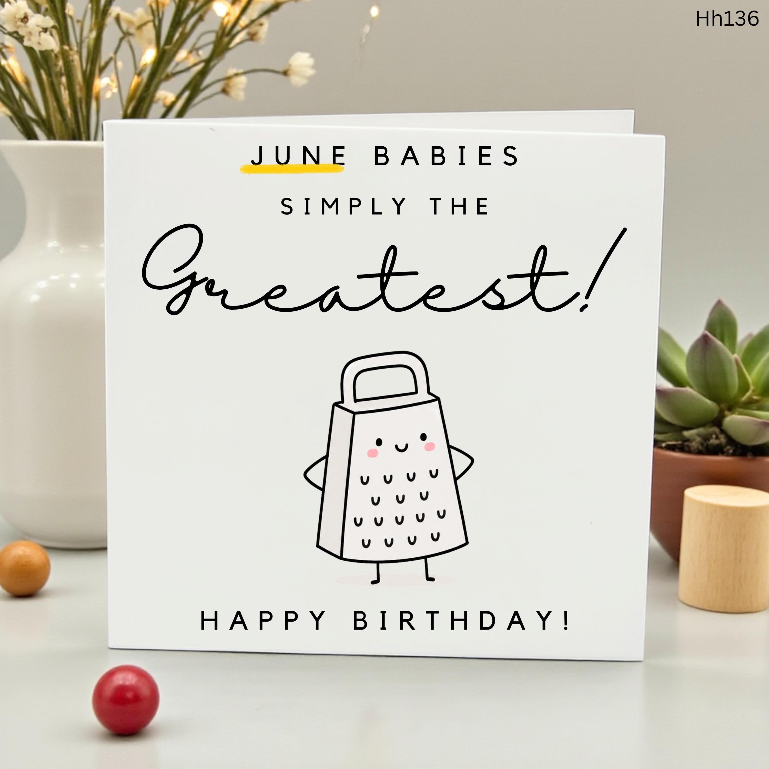 June Birthday Card June Babies Simply the Greatest Funny Cheese Grater Pun Greeting Card for June Birthdays Unique Minimalist Gift for Them