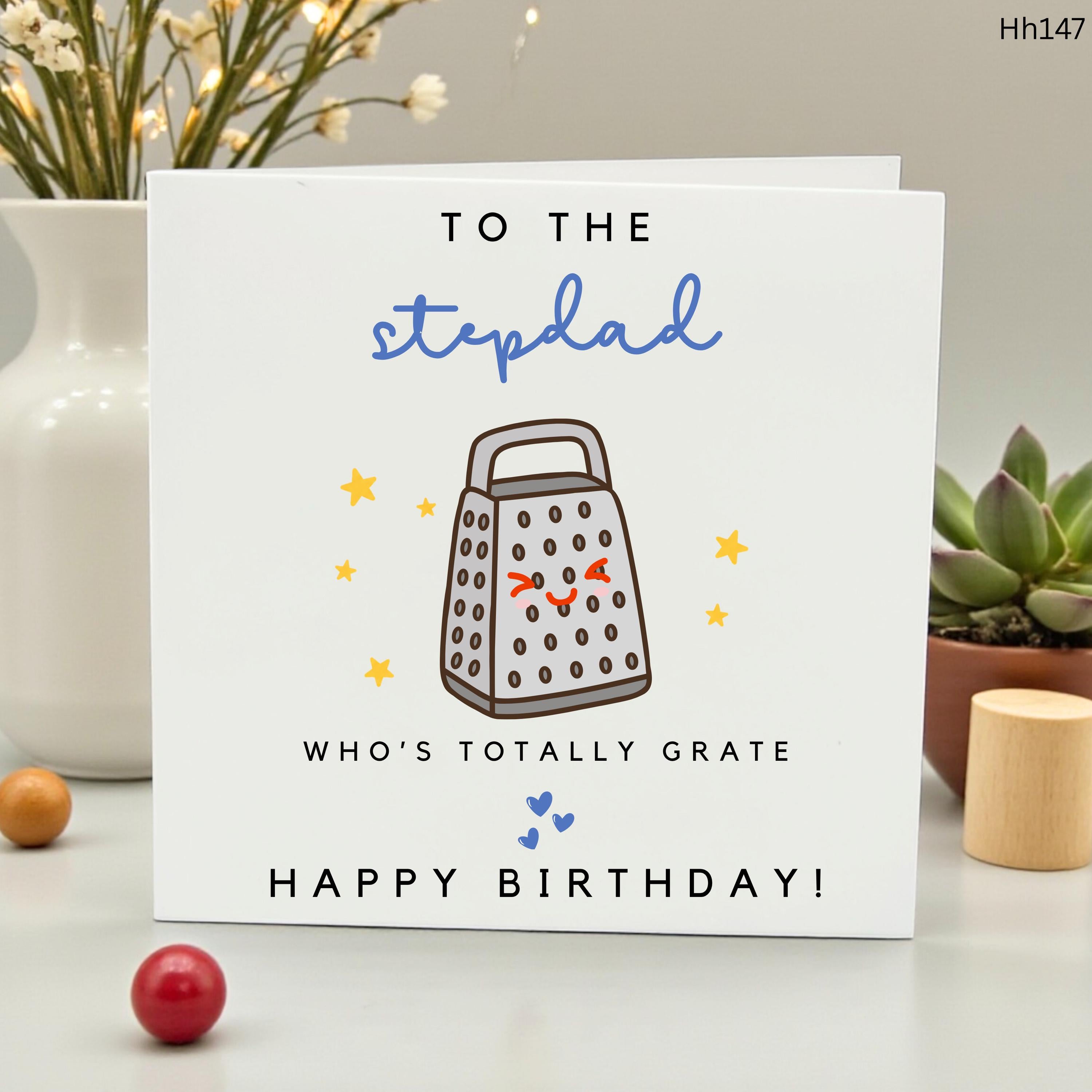 Funny Stepdad Birthday Card, Totally Grate Step Dad Card, Punny Birthday Gift for Stepfather, Cute Cheese Grater Card, Father's Day Gift