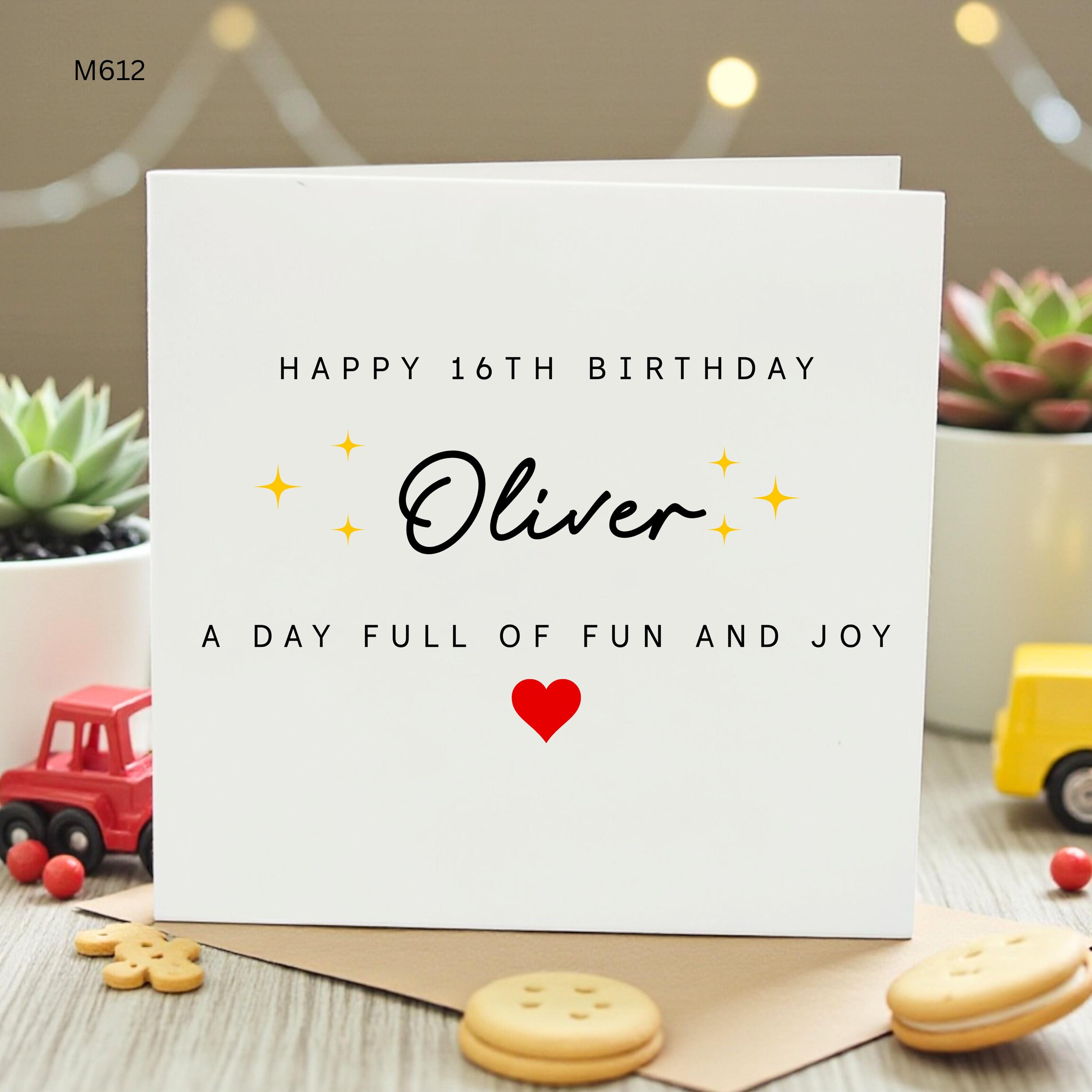 Personalized 16th Birthday Card for Him, Custom Sweet Sixteen Card Son, Elegant Birthday Card Boy, Sweet 16 Gift for Grandson,
