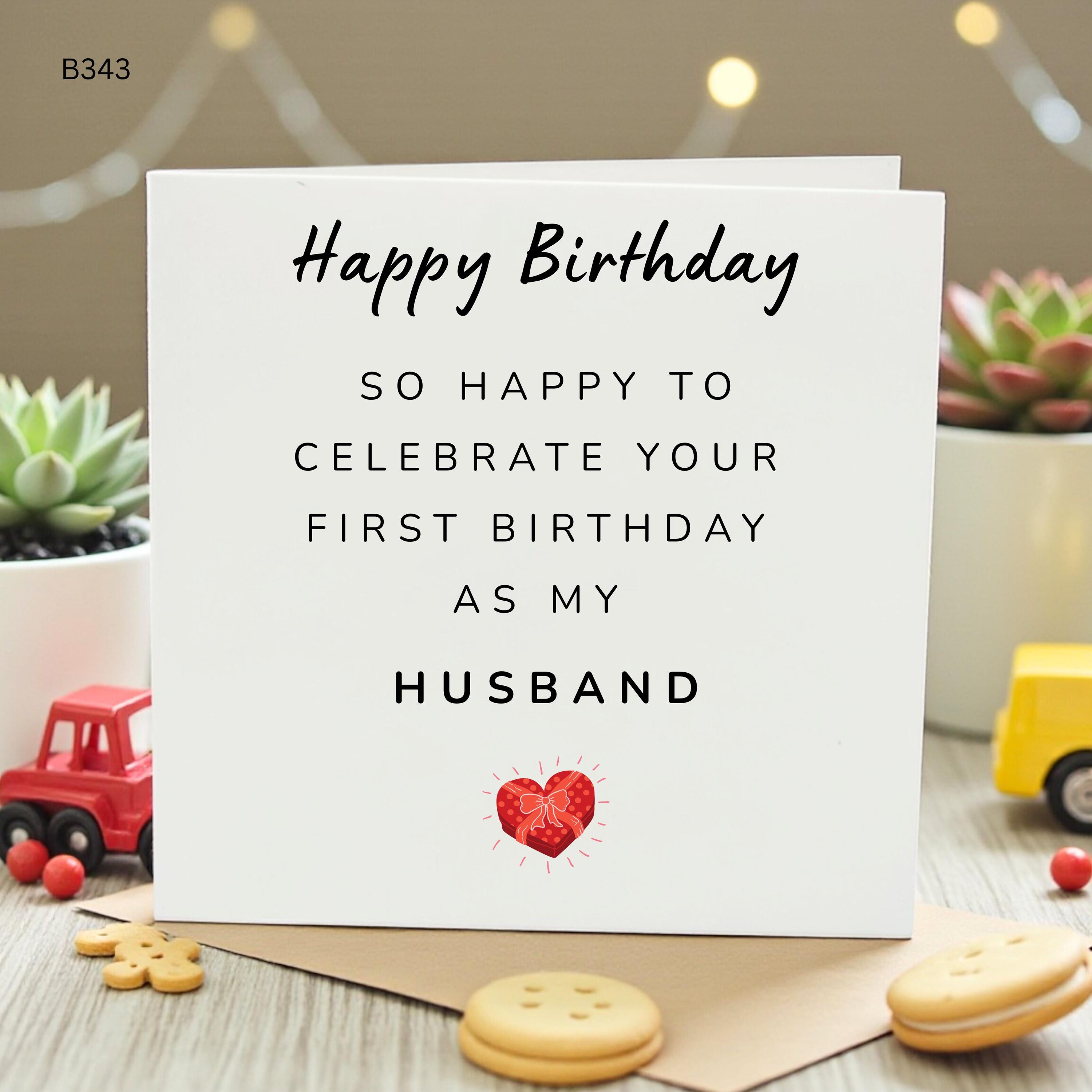 Happy Birthday First Birthday As My Husband Card, Cute Newlywed Birthday Card For Him, Romantic First Year Married Gift For Husband