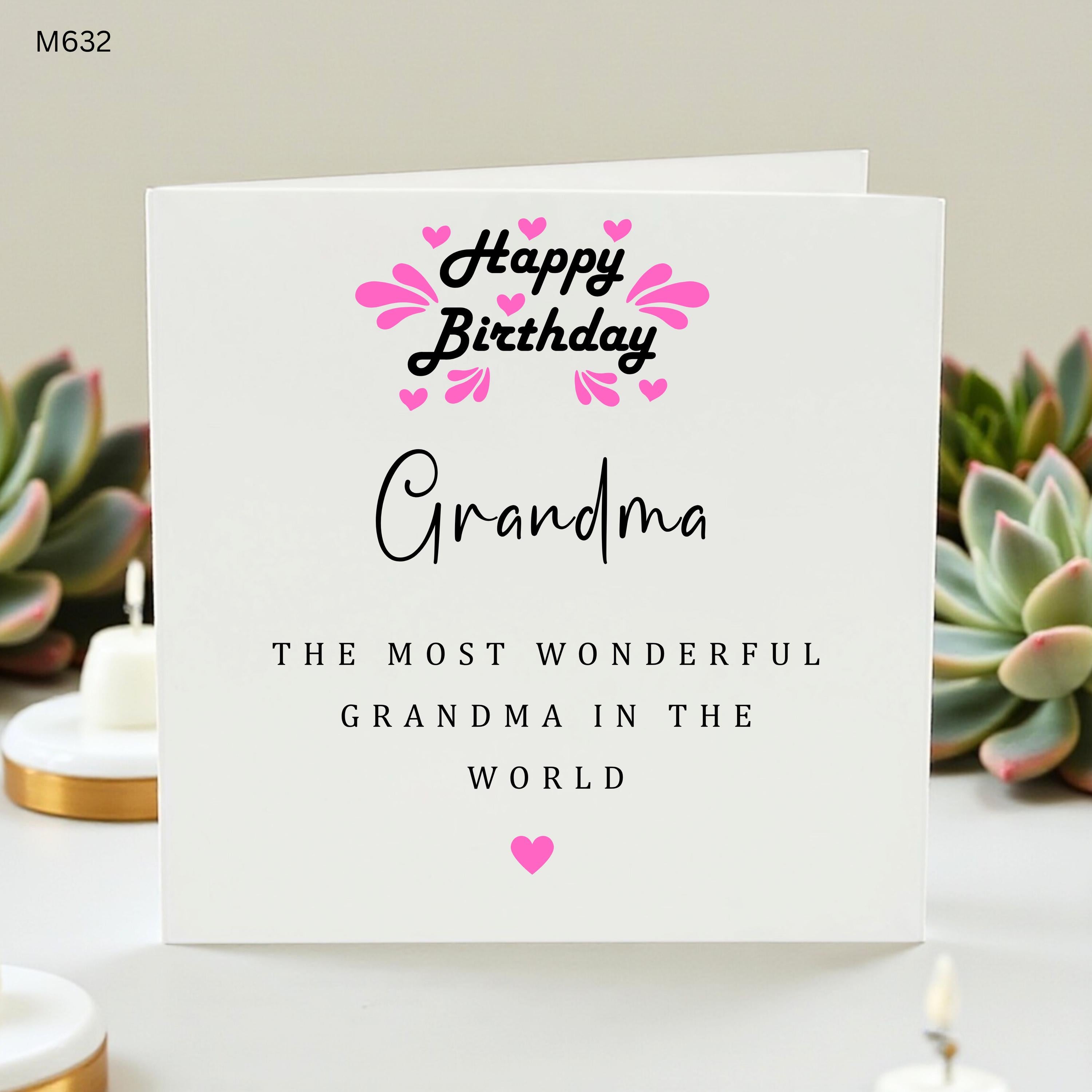 Happy Birthday Grandma Card, Most Wonderful Grandma, Cute Birthday Card for Nan, Special Grandmother Gift, Heart Greeting Card for Nanna
