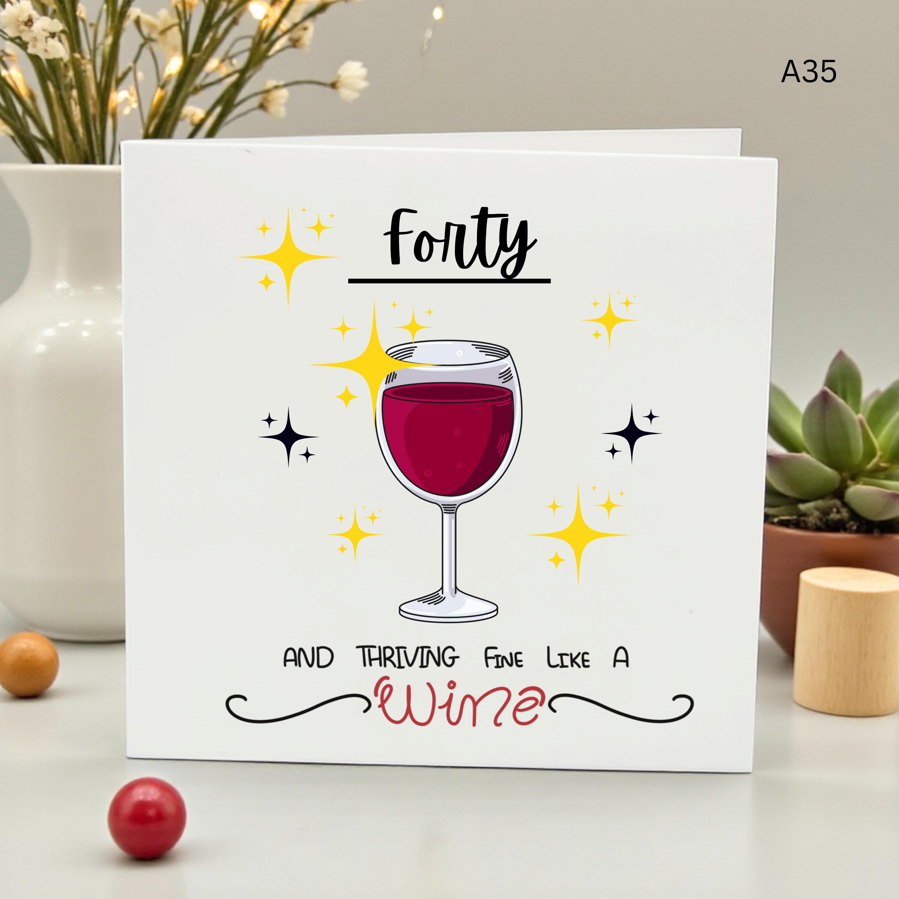 Happy 40th Birthday Card for Her, Funny Wine Birthday Gift, Fortieth Birthday Card Friend, Fine Like Wine Milestone Card, Wife Sister,