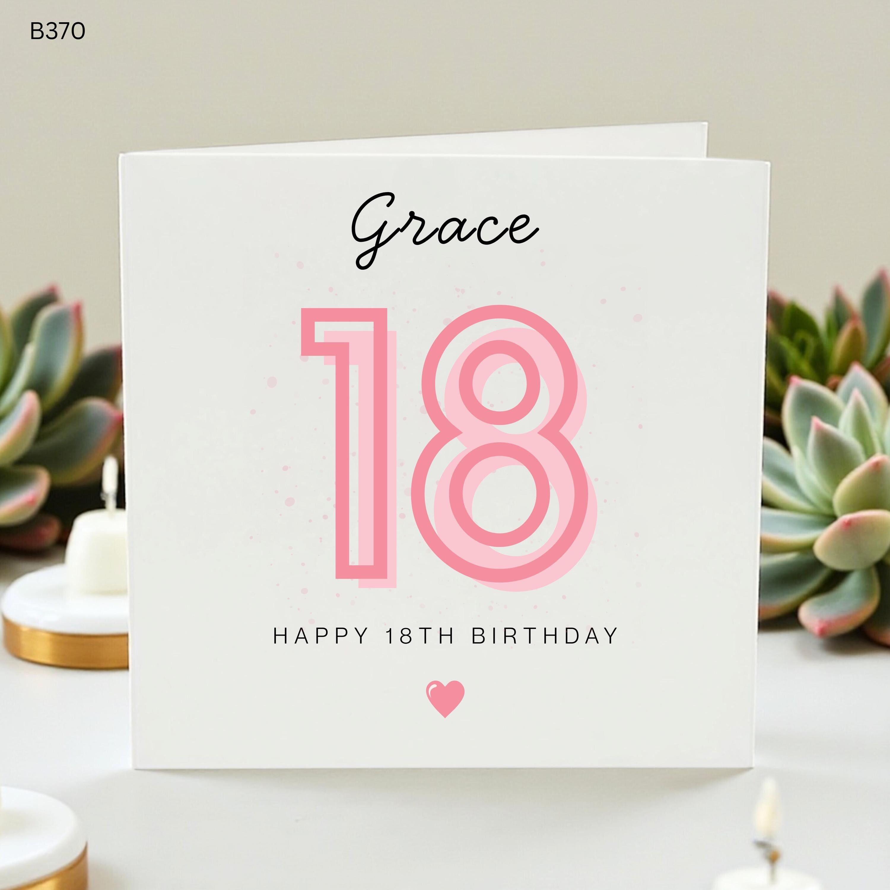 Personalised 18th Birthday Card for Her Grace Pink Milestone Birthday Card Daughter Granddaughter Sister Special Friend Eighteenth Birthday