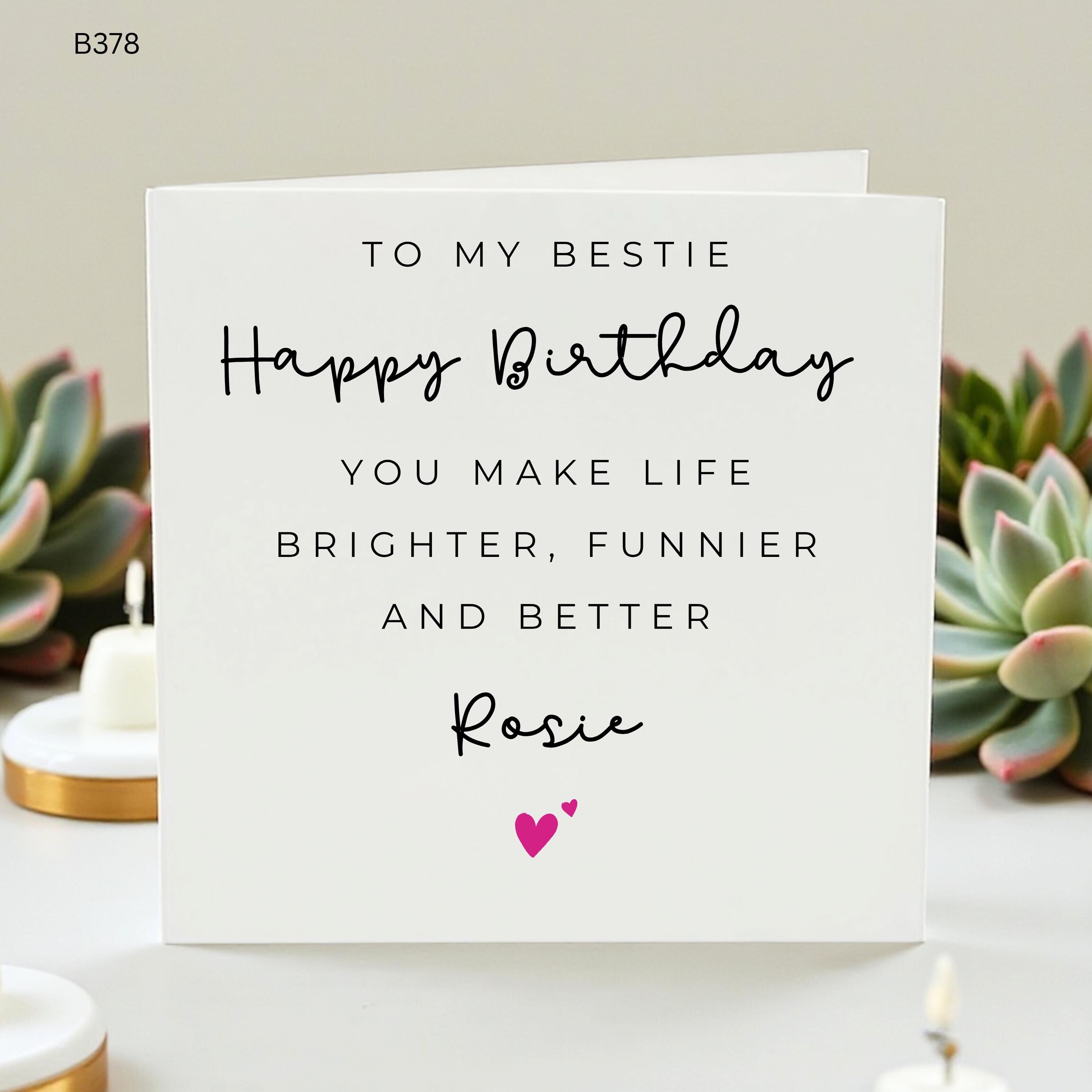 Personalized Bestie Birthday Card, Custom Name Birthday Card for Best Friend Sister, Cute Special Friendship Quote Card, Card