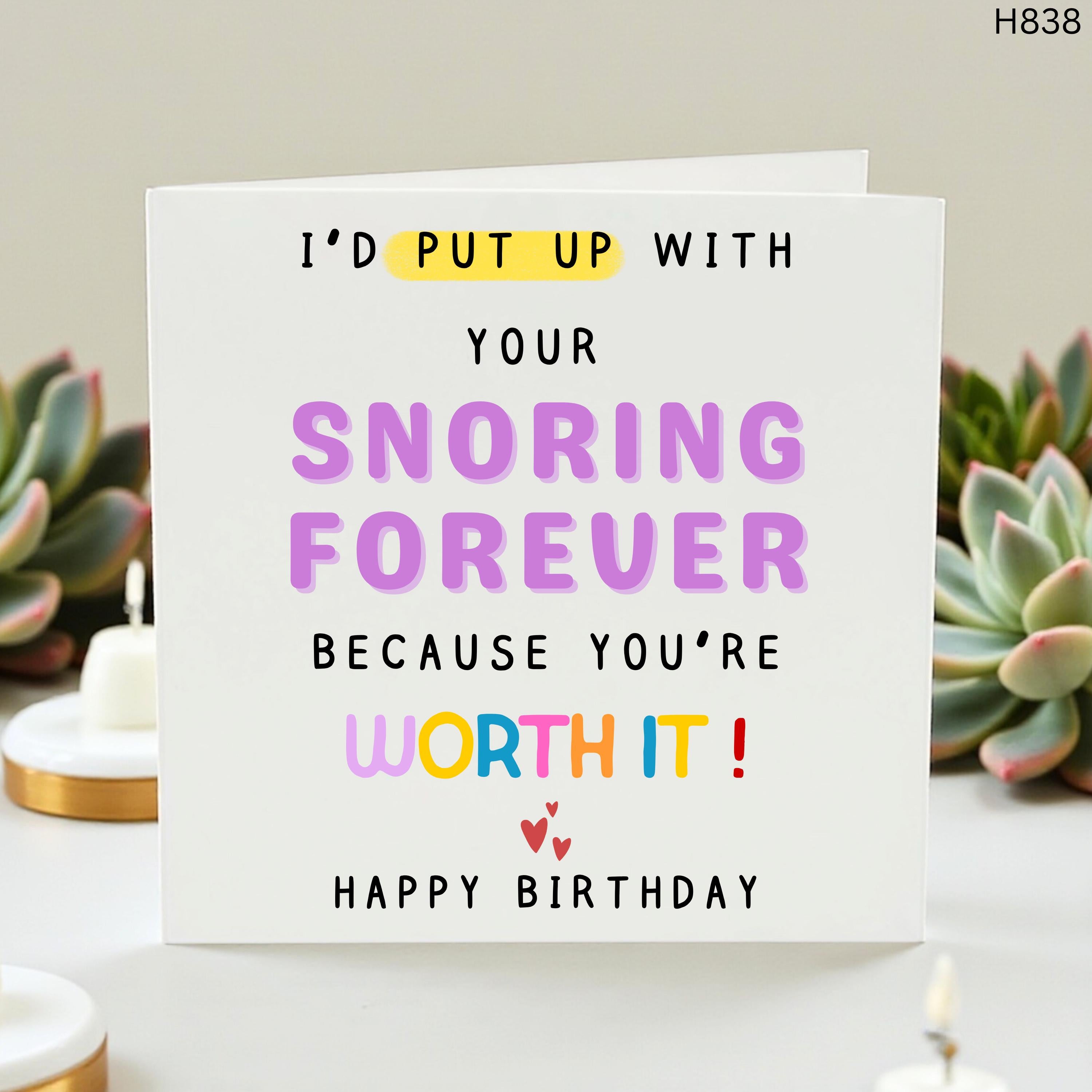 Funny Snoring Birthday Card For Him, Husband Birthday Card, Boyfriend Birthday Card, Cheeky Romantic Love Card
