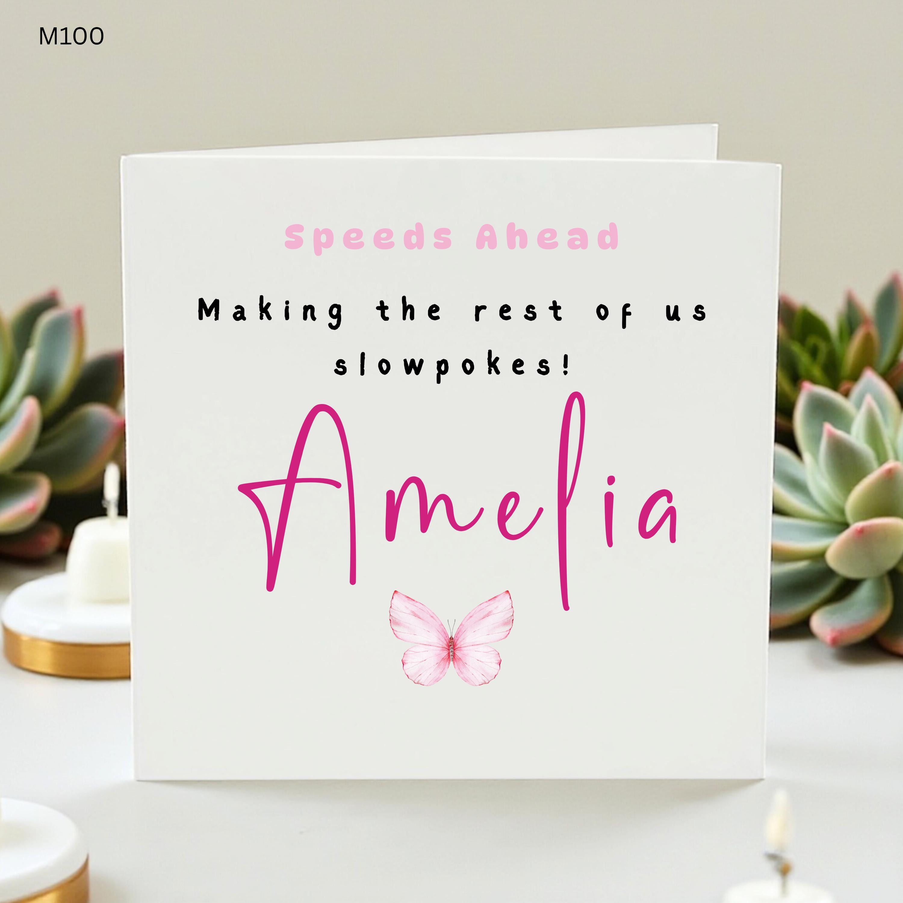 Funny Well Done Card, Personalised Congratulations Card, Proud Of You Card For Her, Good Luck Card, Cute Butterfly Name Card