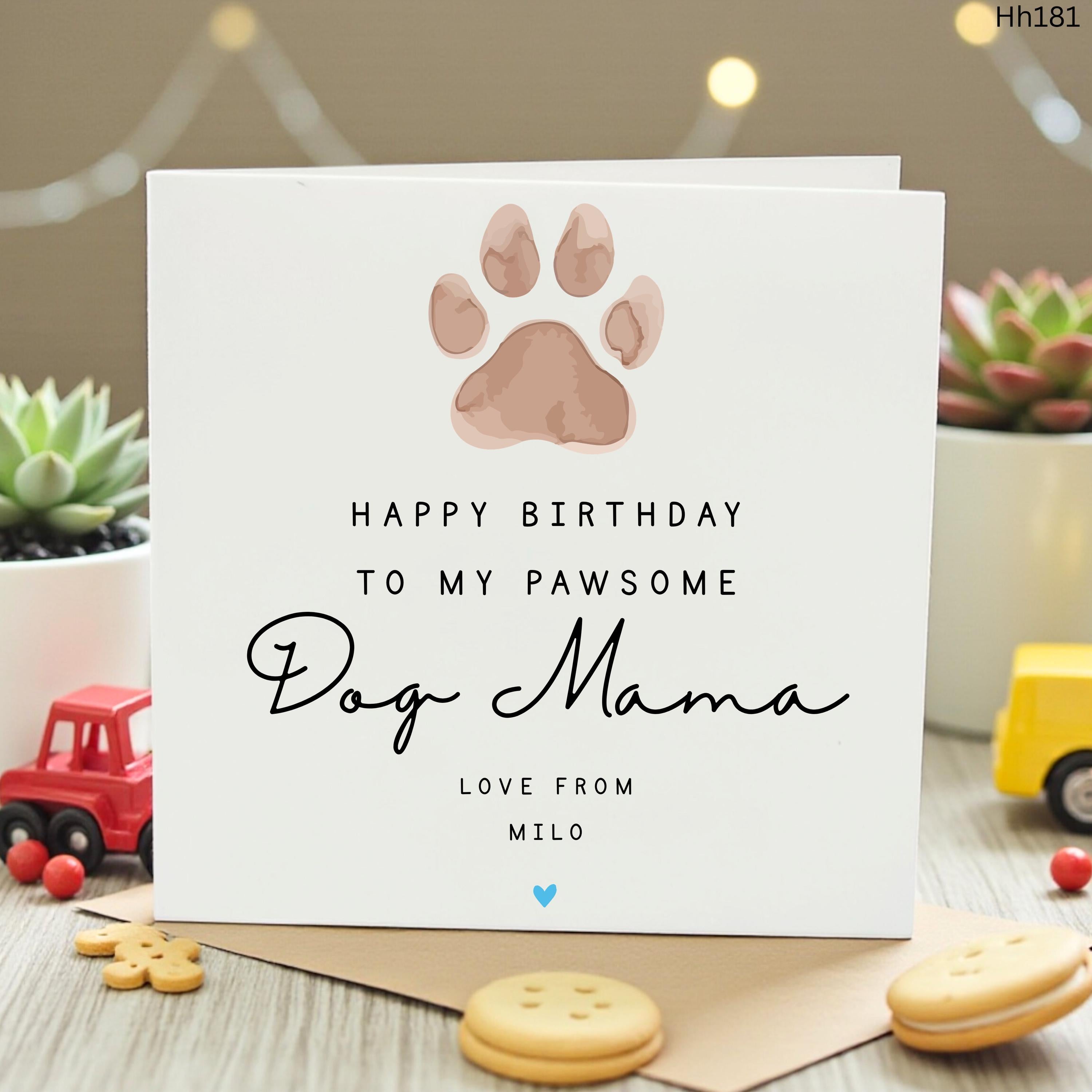 Personalized Dog Mom Birthday Card from Dog, Custom Dog Mama Card Milo, From the Dog Card Pawsome Dog Mom Birthday Card, Cute Paw Print Card