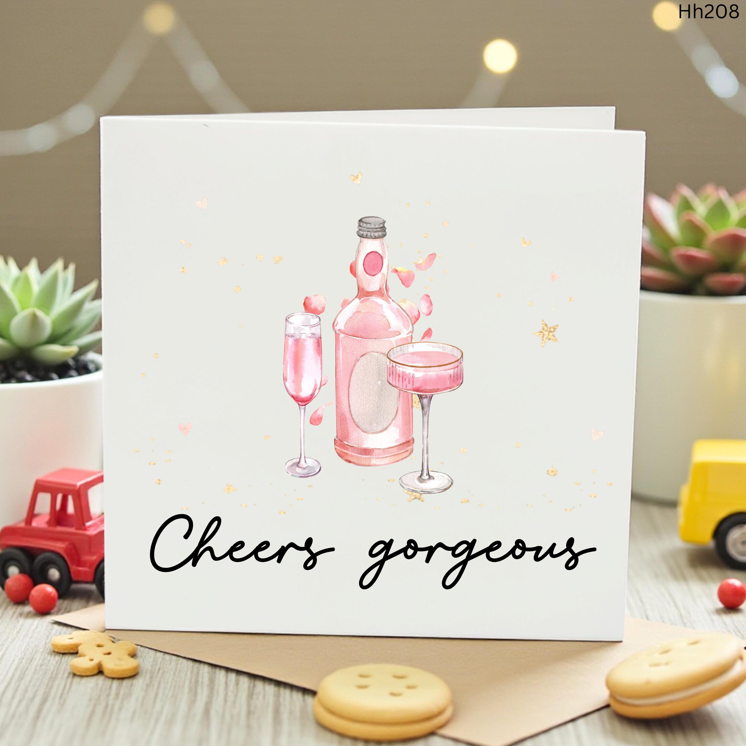 Cheers Gorgeous Card Pink Gin Birthday Card For Friend Prosecco Birthday Card Cocktail Card For Her Cute Birthday Card Bestie Card Sister