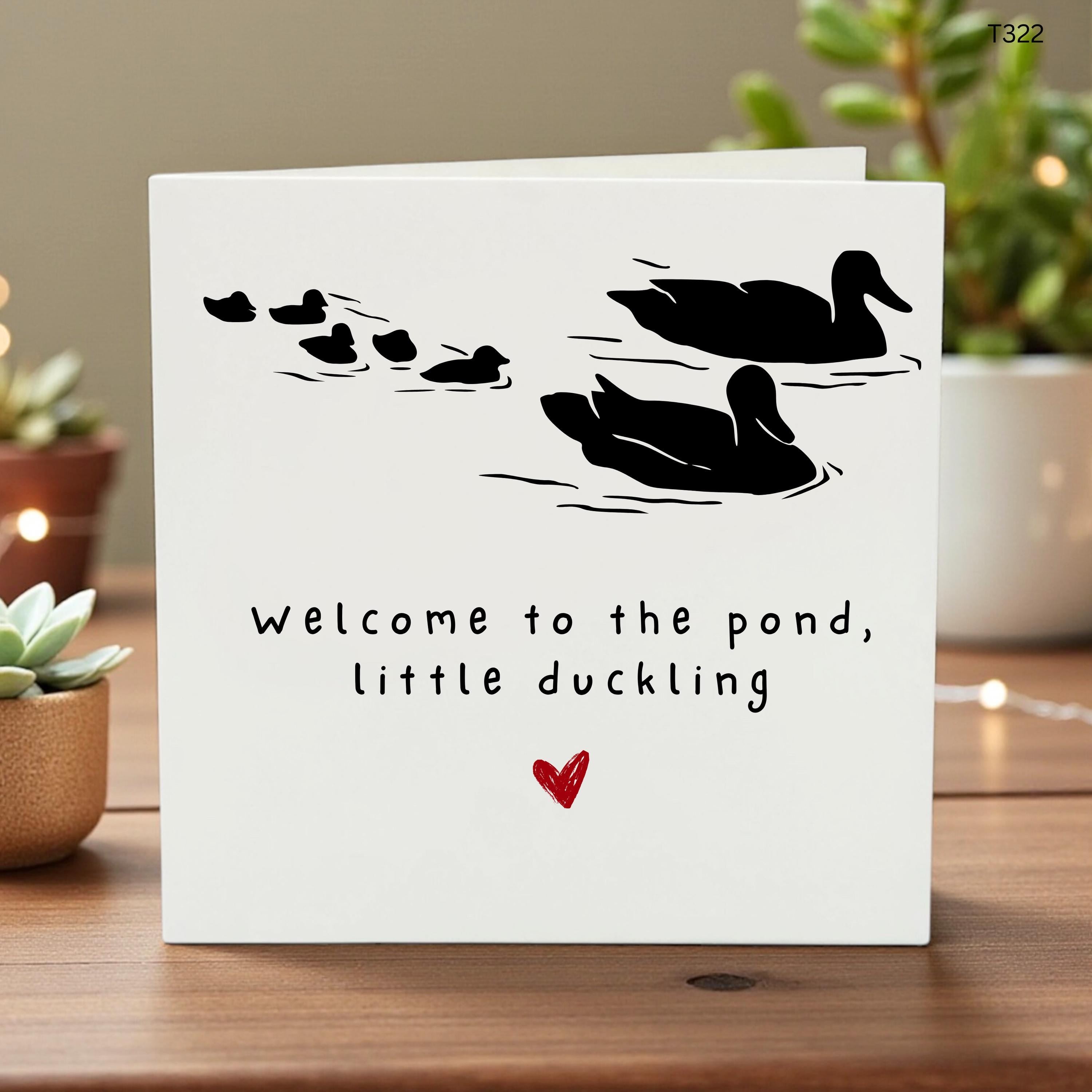 New Baby Card, Welcome to the Pond Little Duckling Card, Cute Duck Baby Shower Card, Gender Neutral New Baby Card for Parents