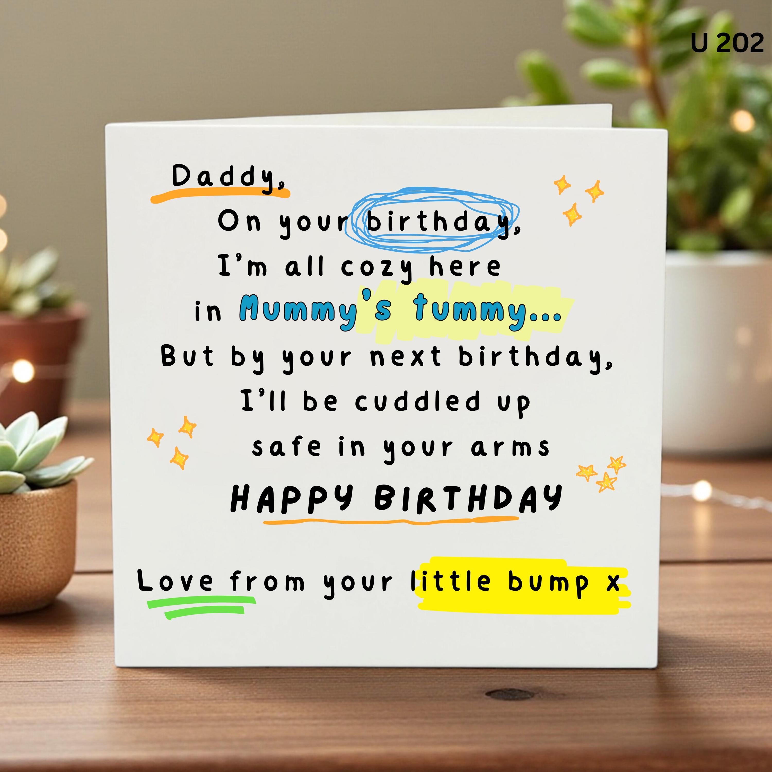Daddy Birthday Card From Bump, Cute Baby Bump Card for Dad, First Birthday as Daddy, Dad To Be Birthday Card, Pregnancy Greeting Card