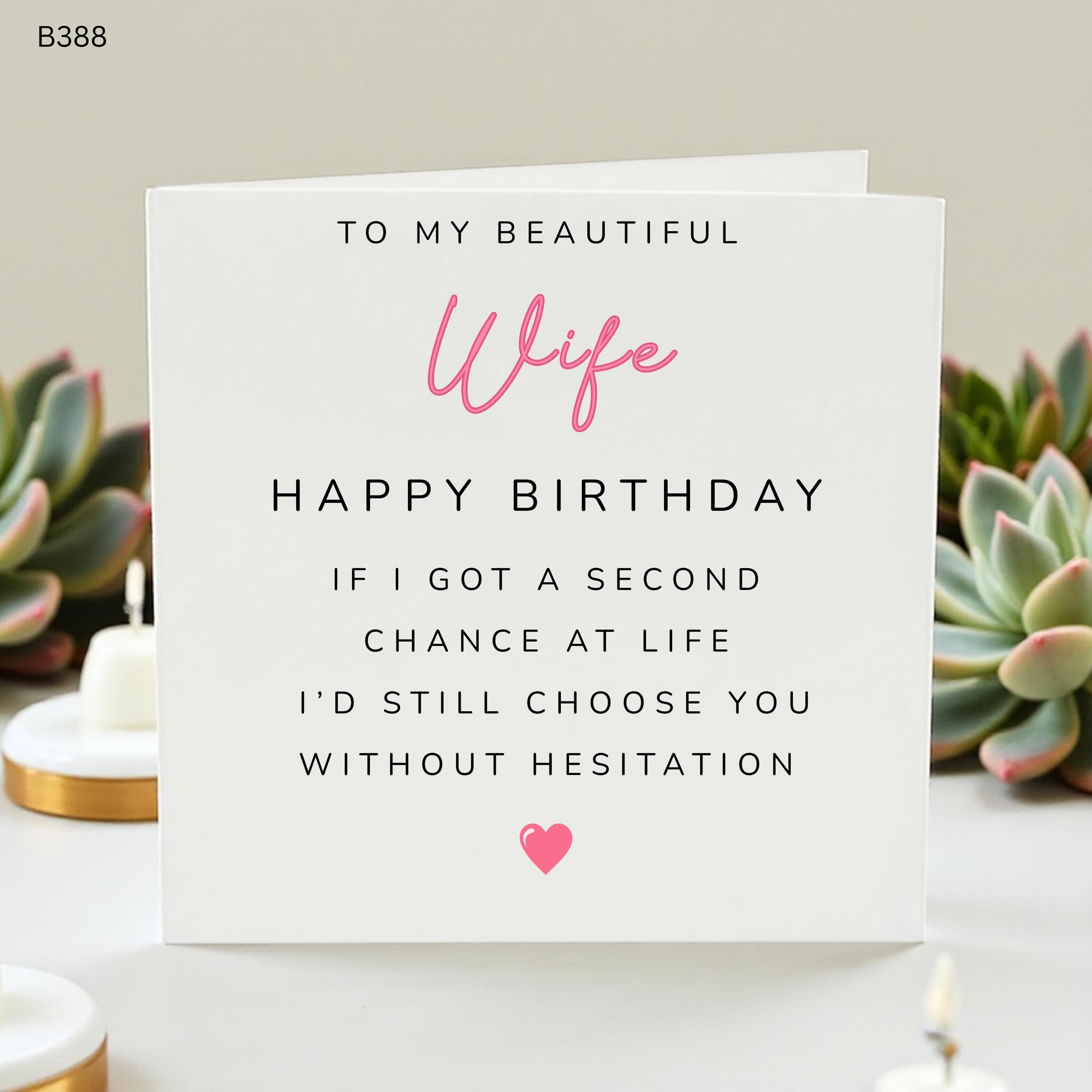 Romantic Wife Birthday Card with Heart, Emotional Happy Birthday Card for Beautiful Wife Sentimental I Choose You Card Meaningful Sweetheart