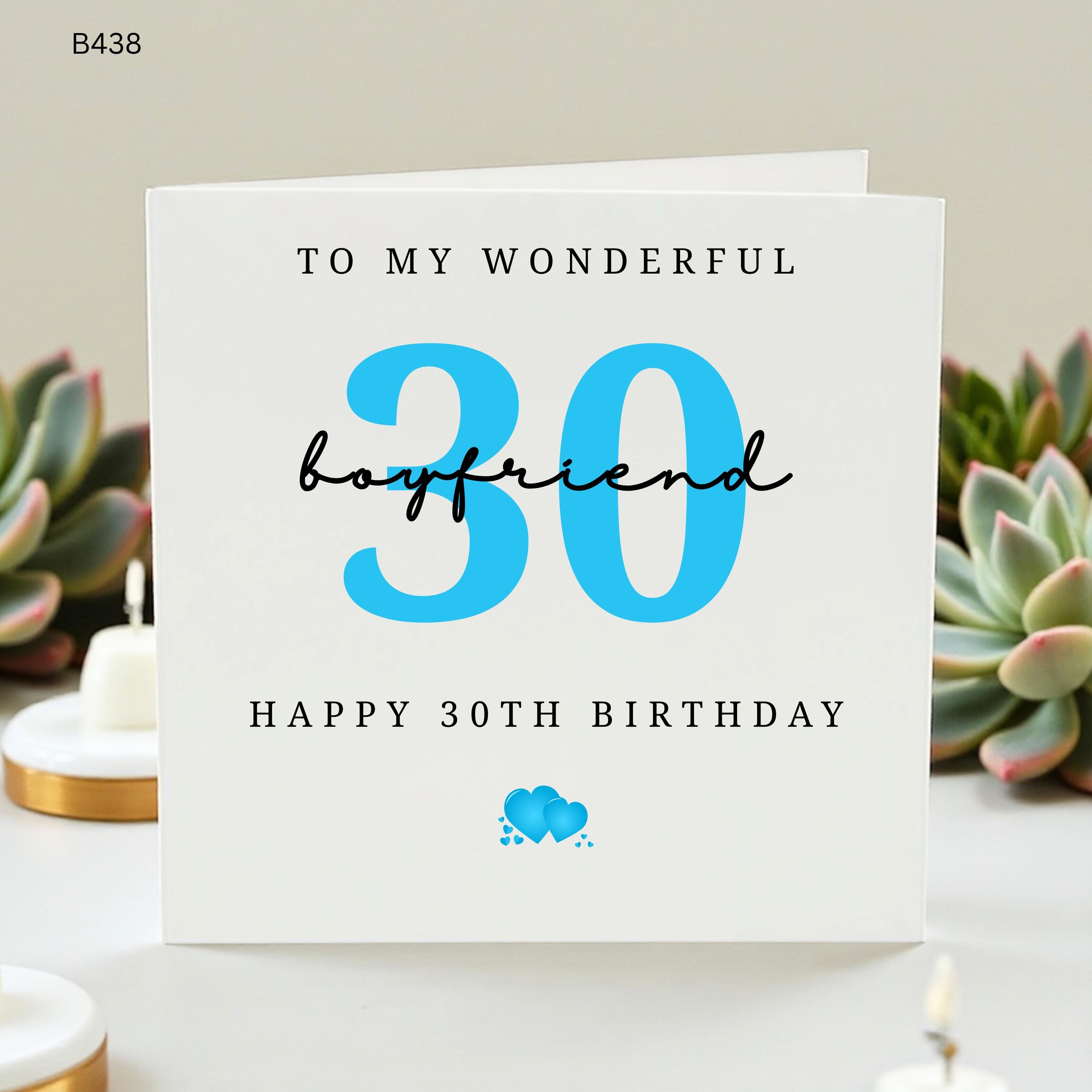 Personalised 30th Birthday Card Boyfriend, Custom Thirtieth Birthday Card for Him, Blue 30 Birthday Card Husband Fiance, Milestone 30th