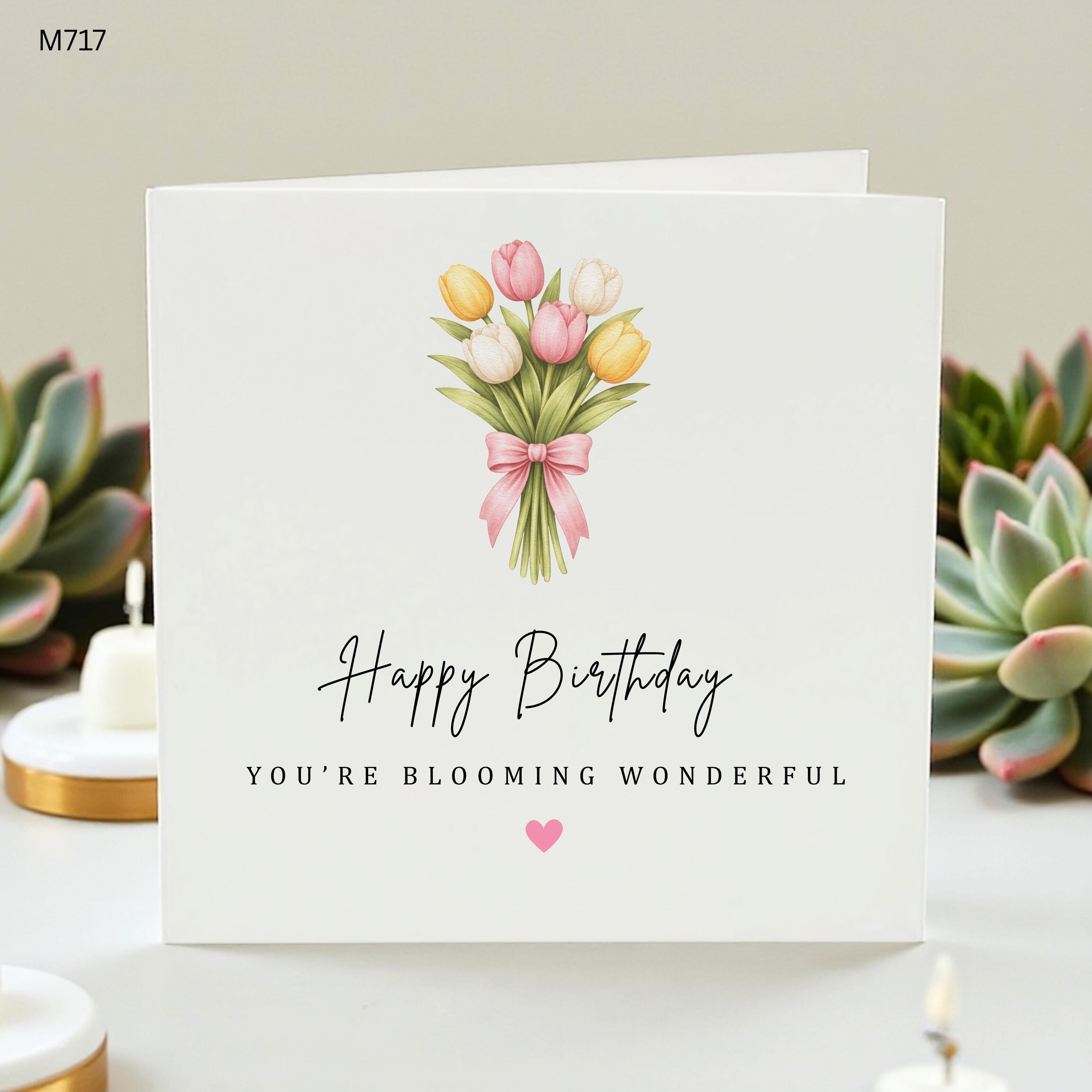 Personalised Floral Birthday Card For Her, Tulip Bouquet Birthday Card, Blooming Wonderful Card, Mum Sister Friend Birthday Card