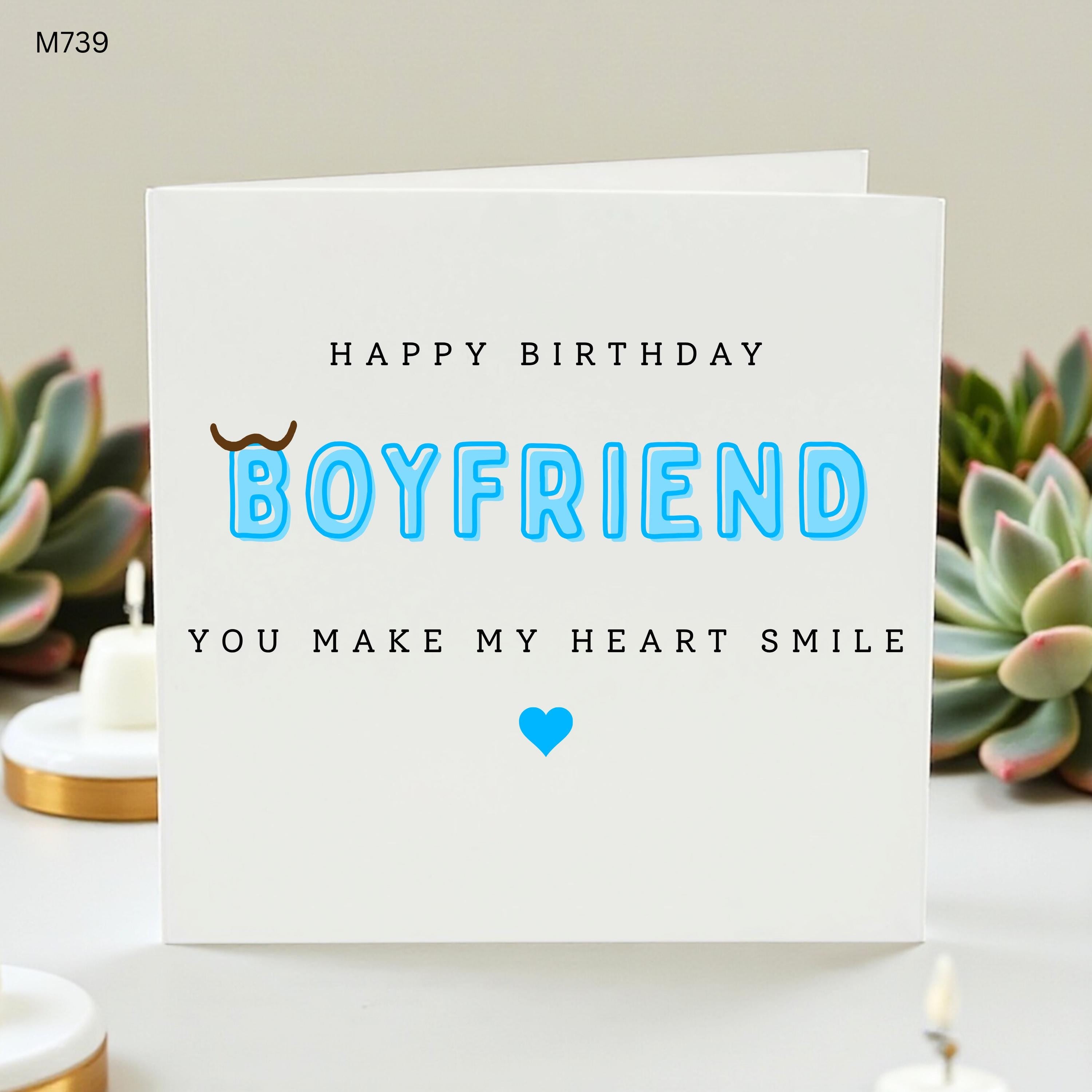 Boyfriend Birthday Card, Cute Birthday Card For Boyfriend, You Make My Heart Smile Card, Romantic Love Card For Him
