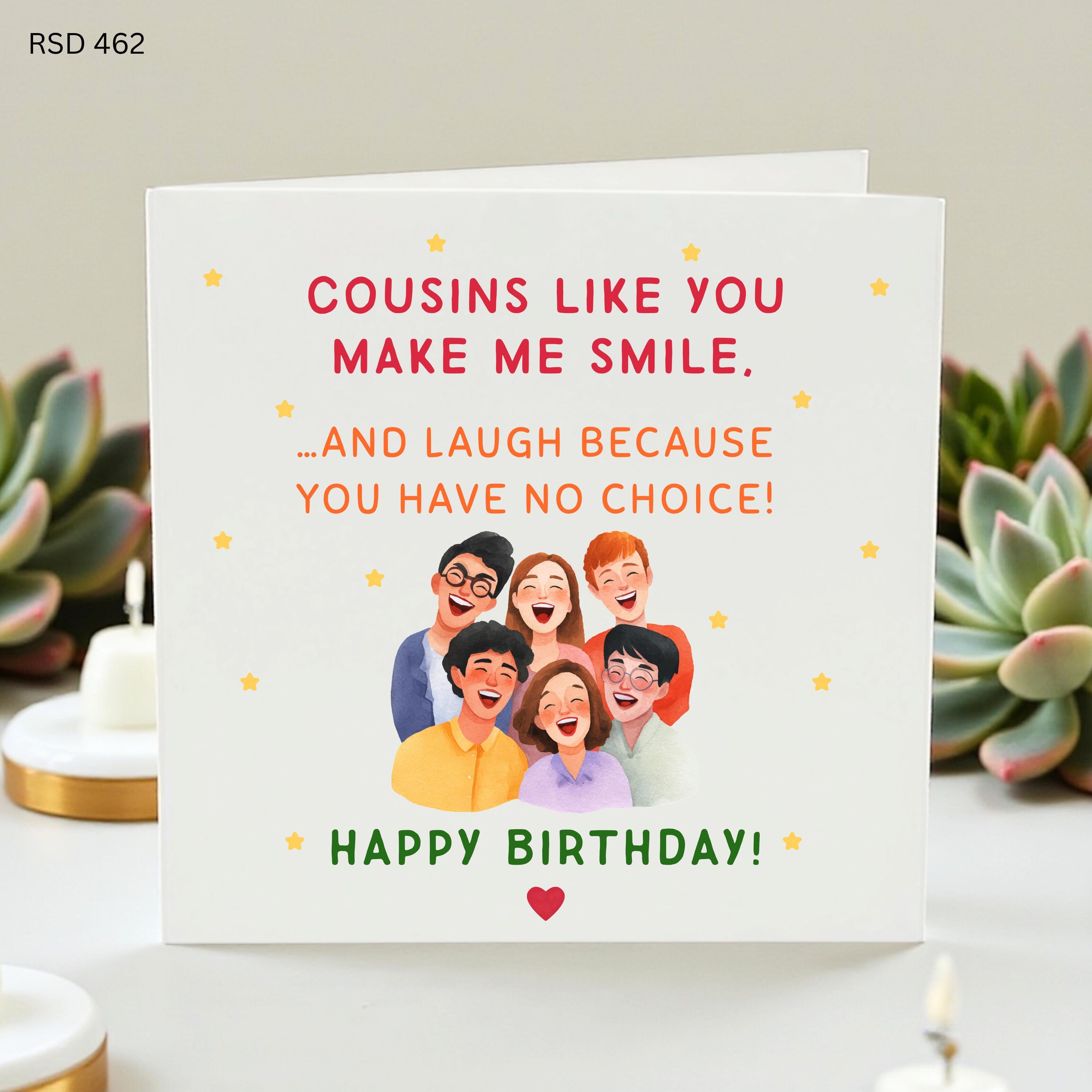 Funny Cousin Birthday Card, Cousins Like You Make Me Smile Joke Greeting Card, Hilarious Birthday Gift for Best Cousin Male or Female