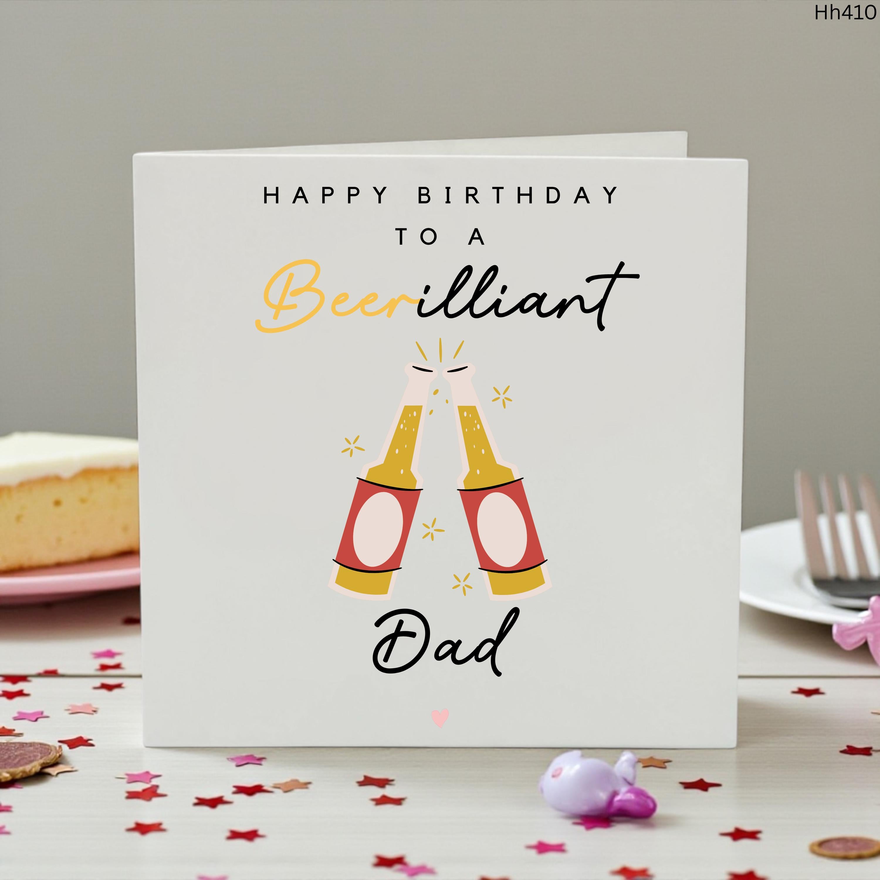 Dad Birthday Card Funny Beer Card Beerilliant Dad Card Beer Lover Birthday Card Cheers Card Pint Card for Dad from Son Daughter